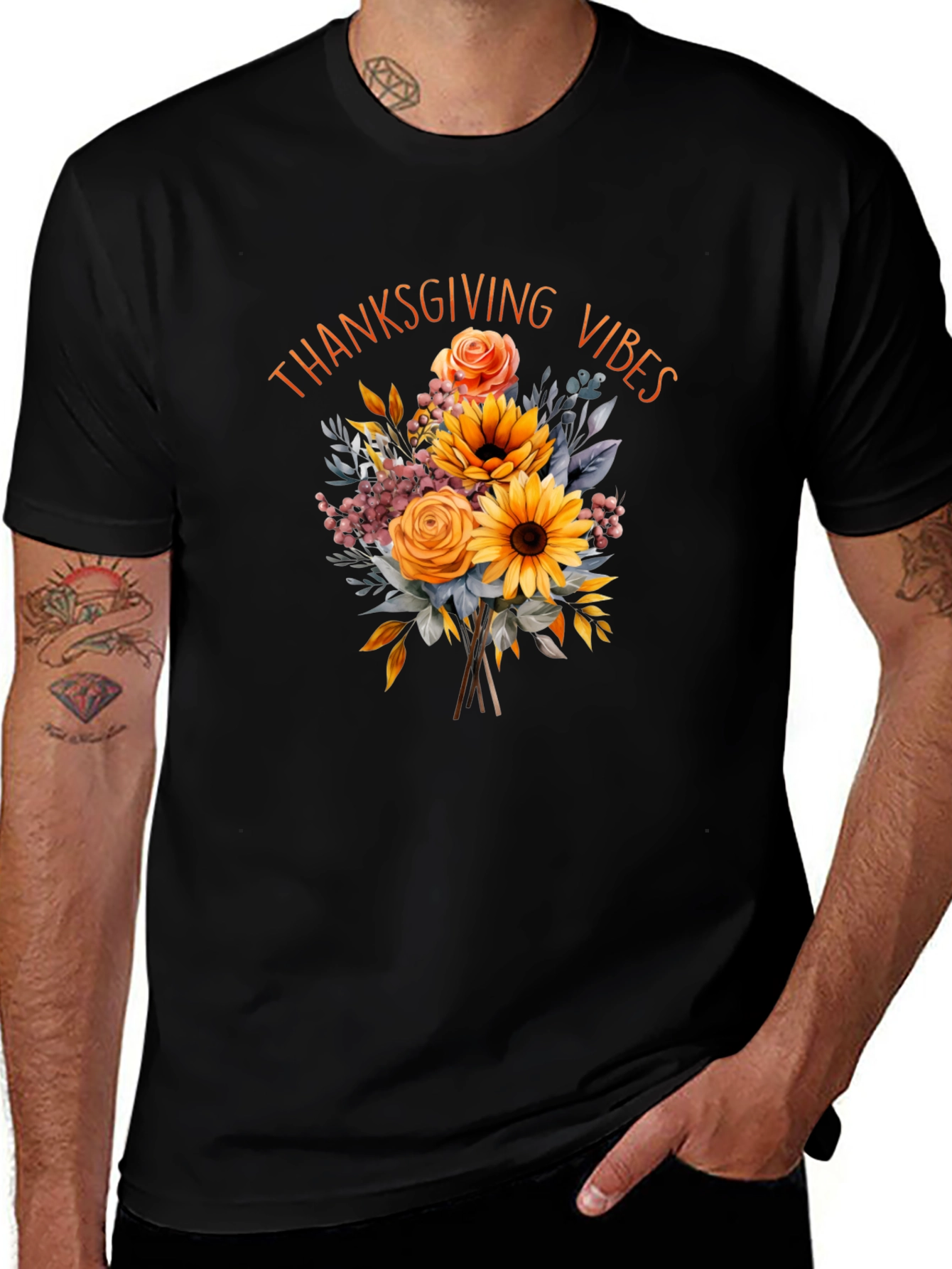 Variant 6 of Thanksgiving Vibes Floral T-Shirt