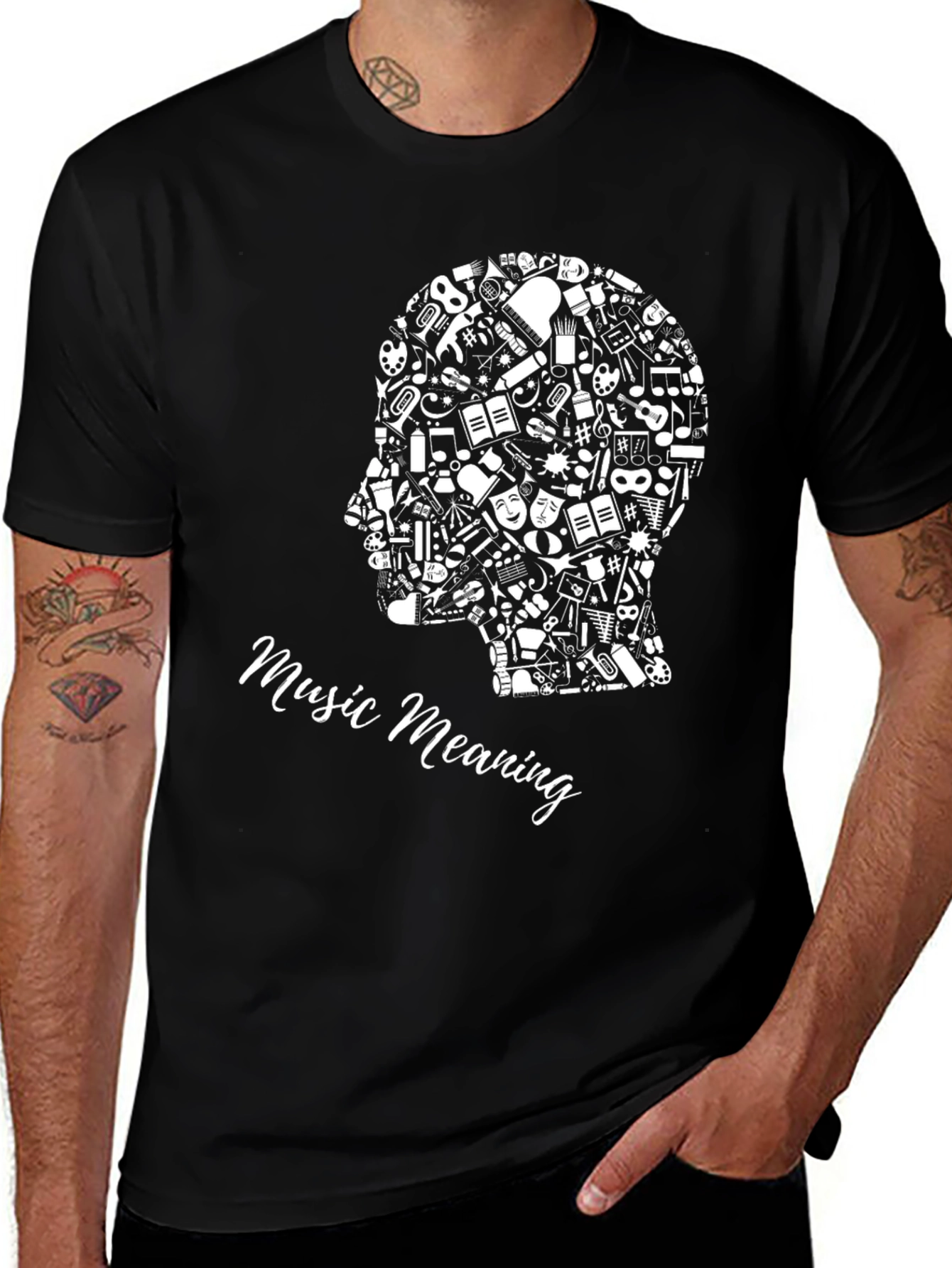 Variant 30 of Music Meaning Black Graphic Tee