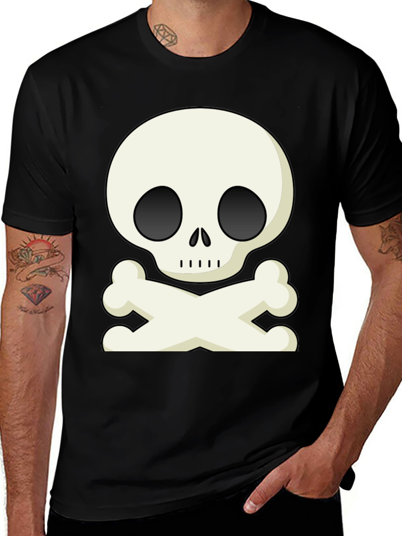 Variant 7 of Skull & Crossbones Graphic Tee - Classic Cartoon Design