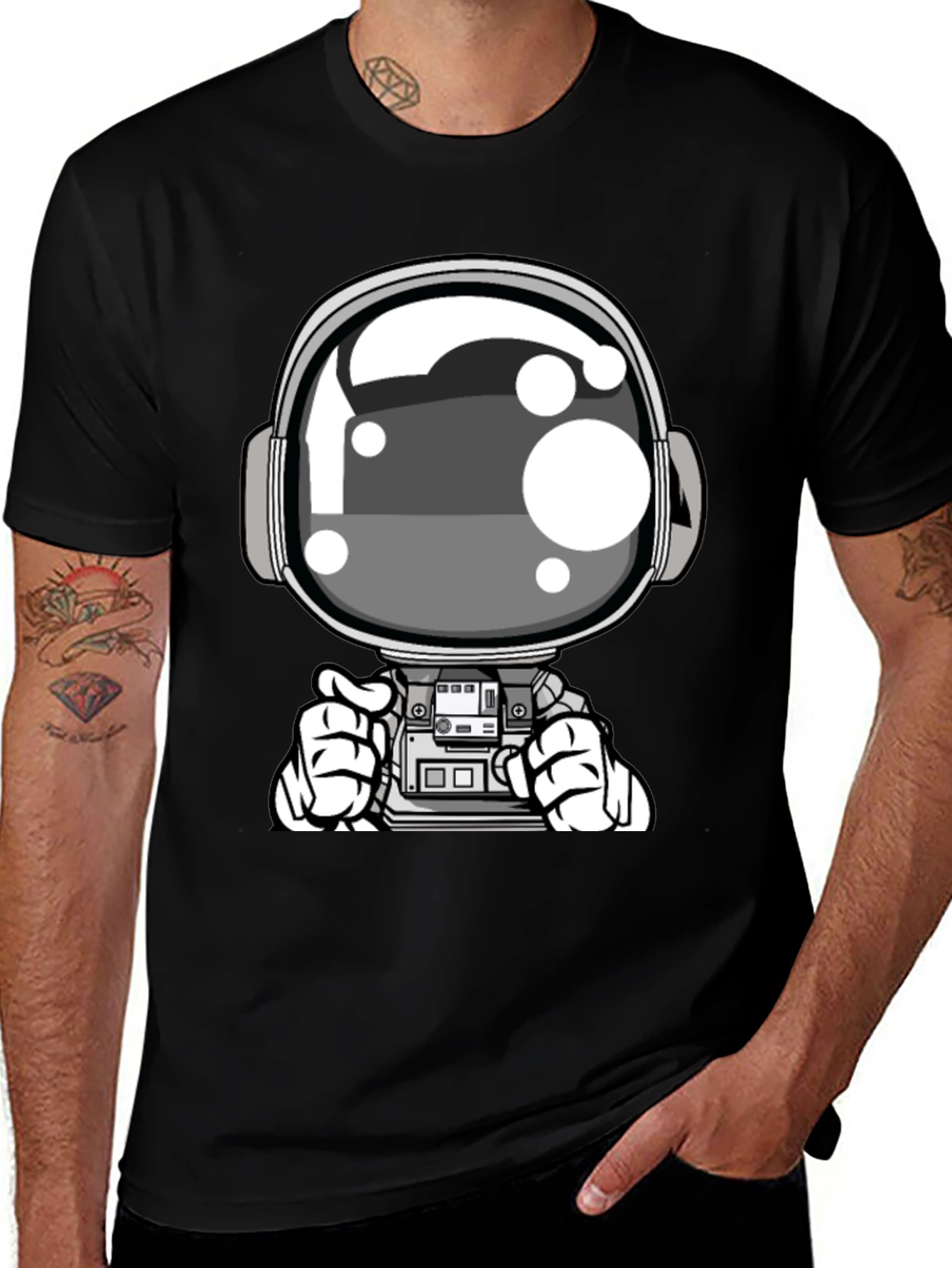 Variant 29 of Cool Astronaut Graphic Tee - Black Casual T-Shirt