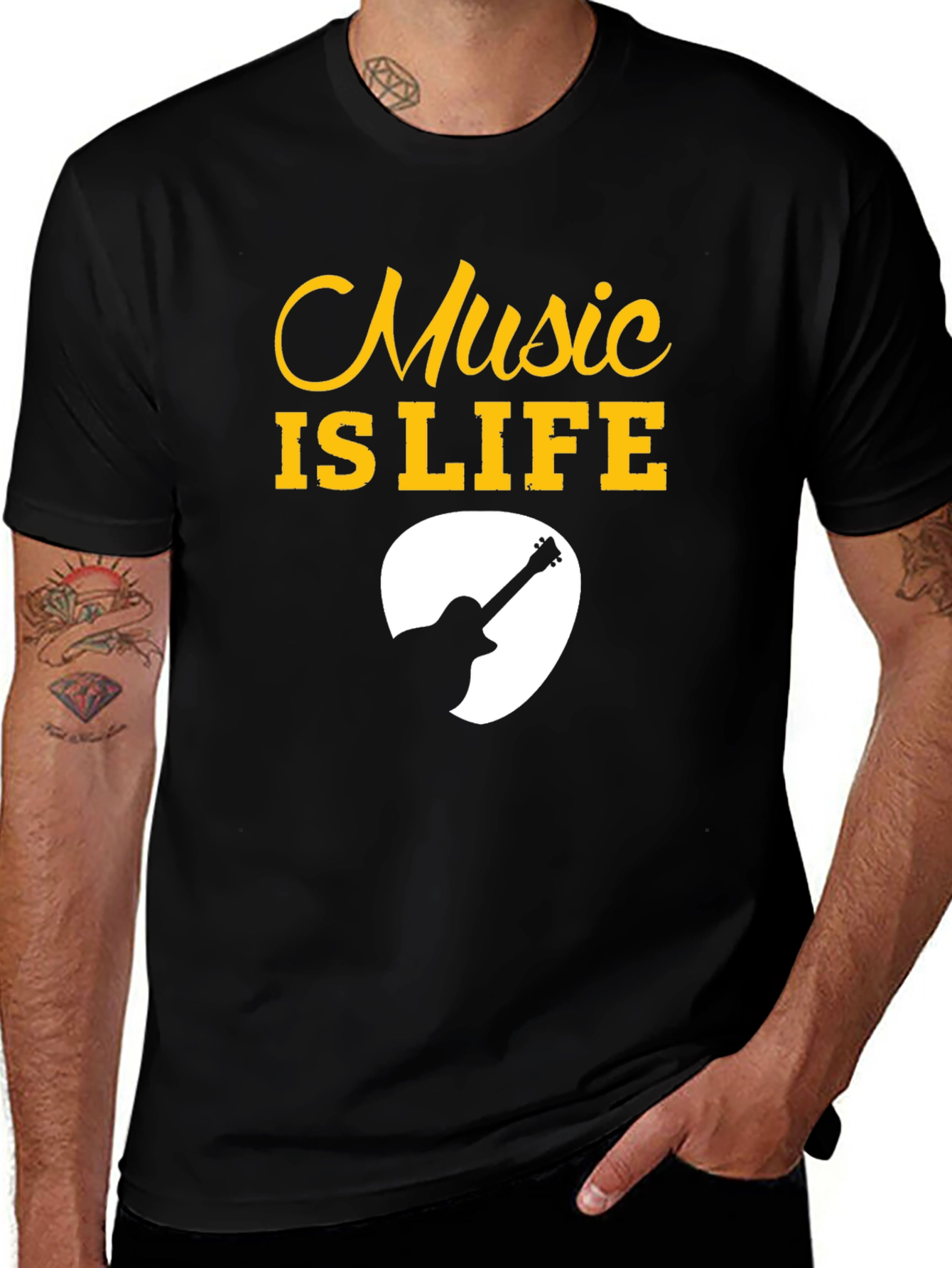 Music is Life Guitar Pick Graphic Tee