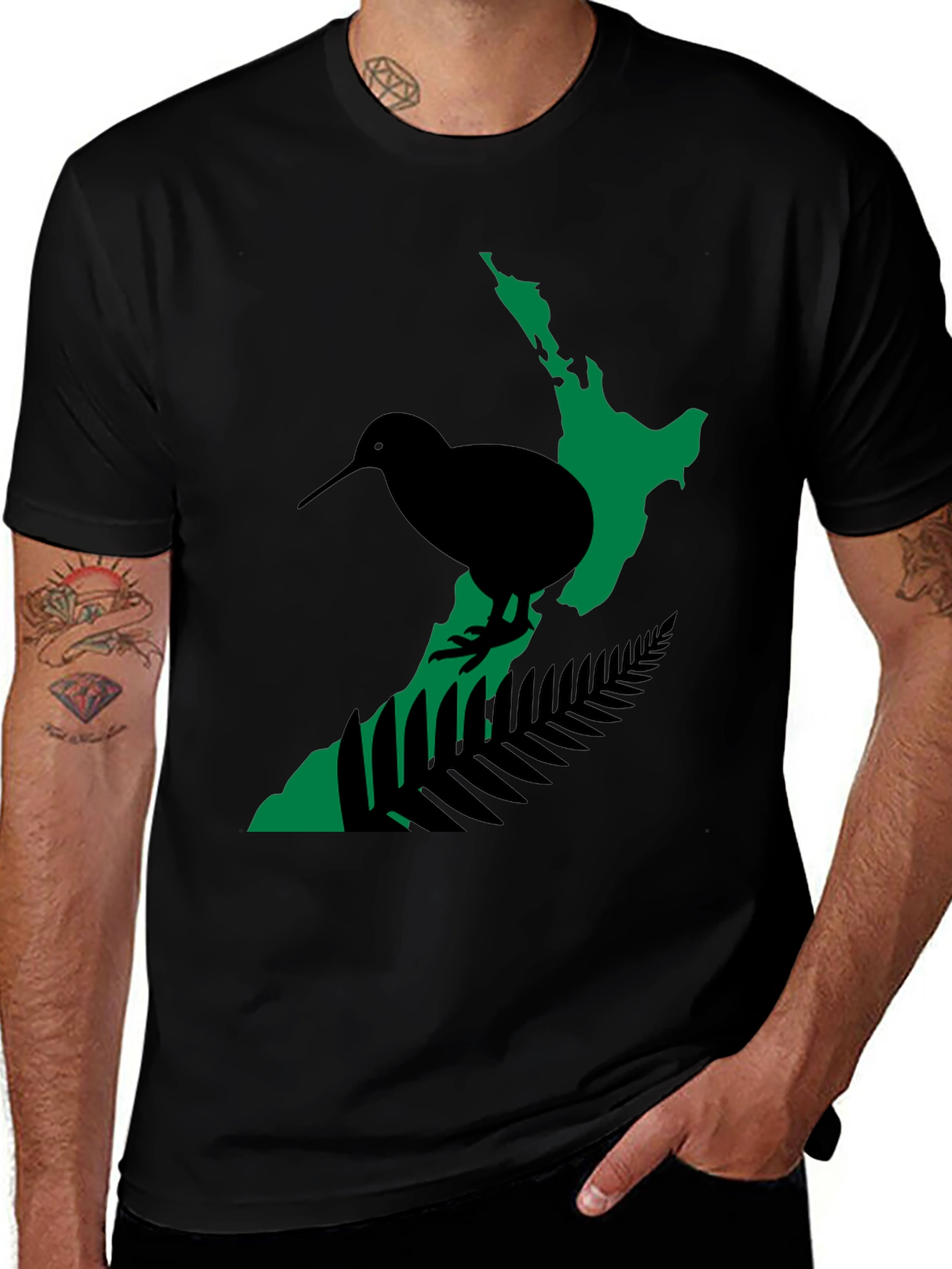 Variant 27 of Kiwi Bird New Zealand Map T-Shirt