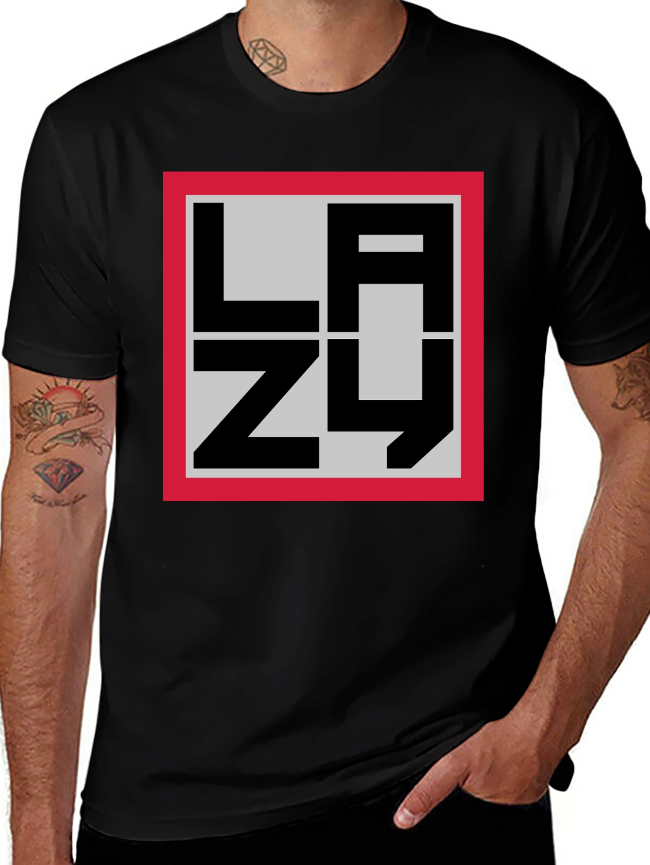 Variant 23 of Lazy Graphic Tee - Black Casual Wear