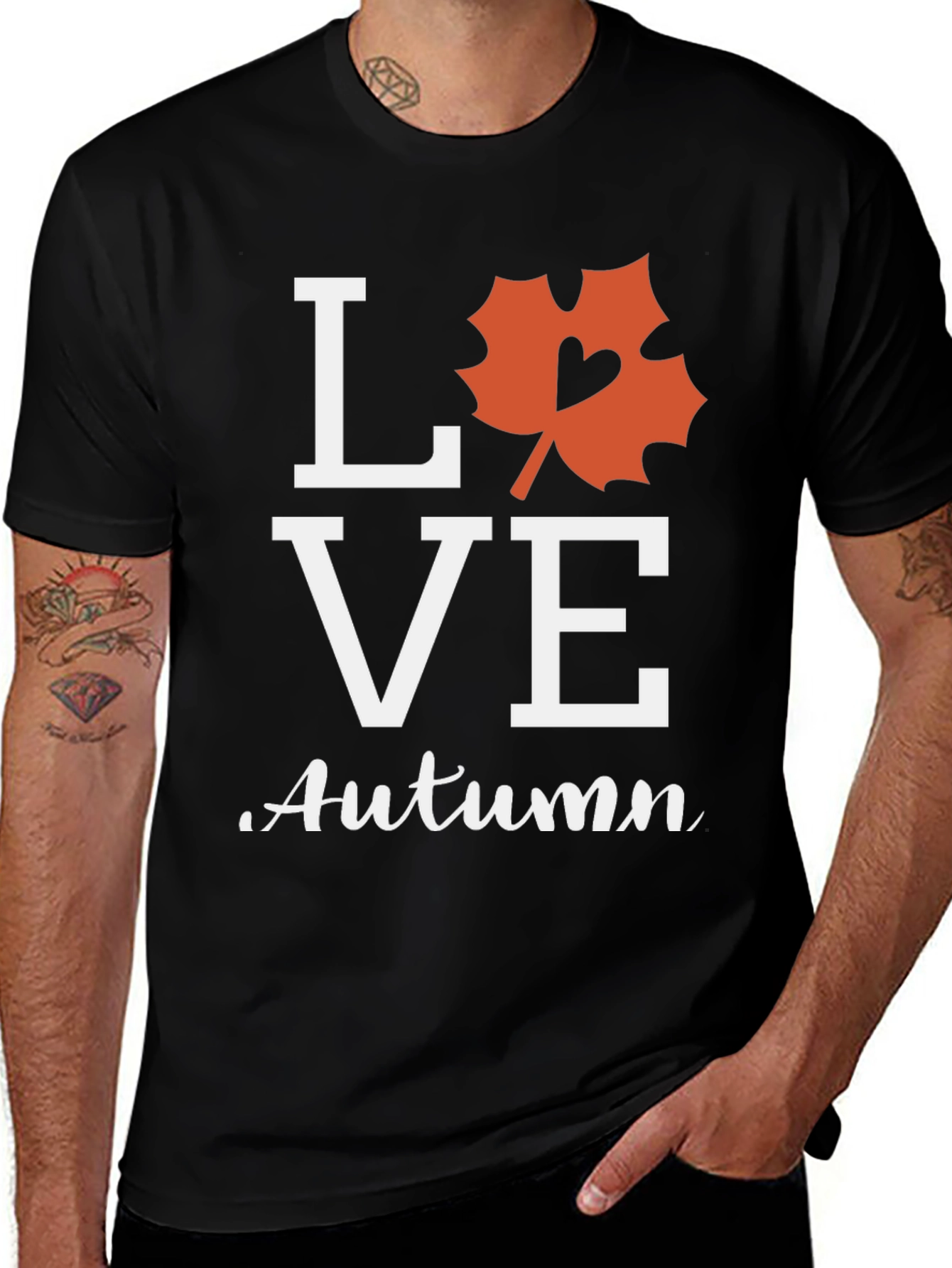 Variant 5 of Love Autumn Black T-Shirt Fall Season Graphic Tee
