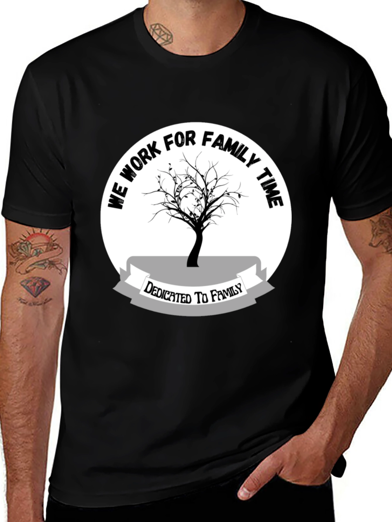 Variant 27 of Family Time Tee - Black Cotton Shirt
