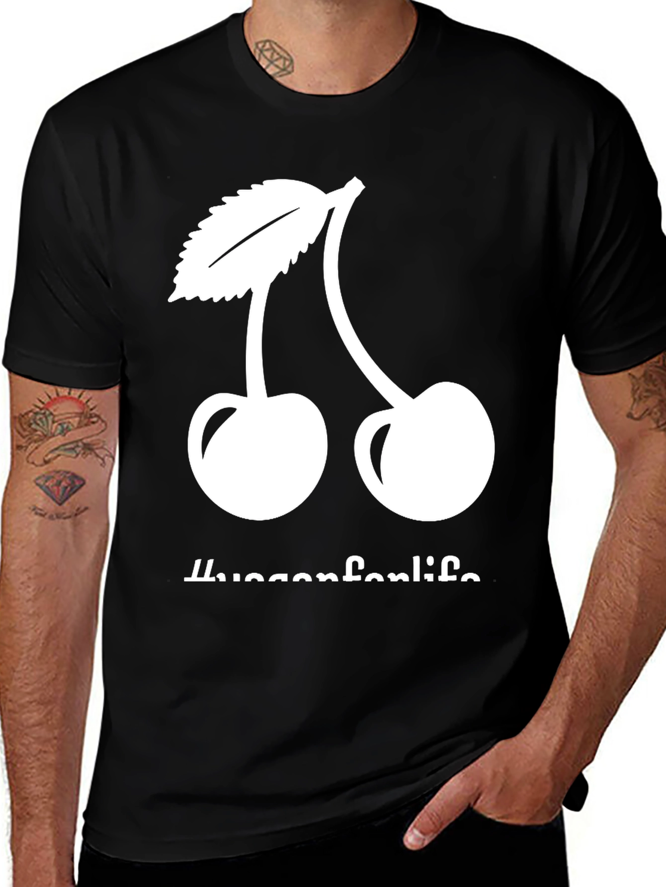 Variant 6 of Cherry Design Black T-Shirt