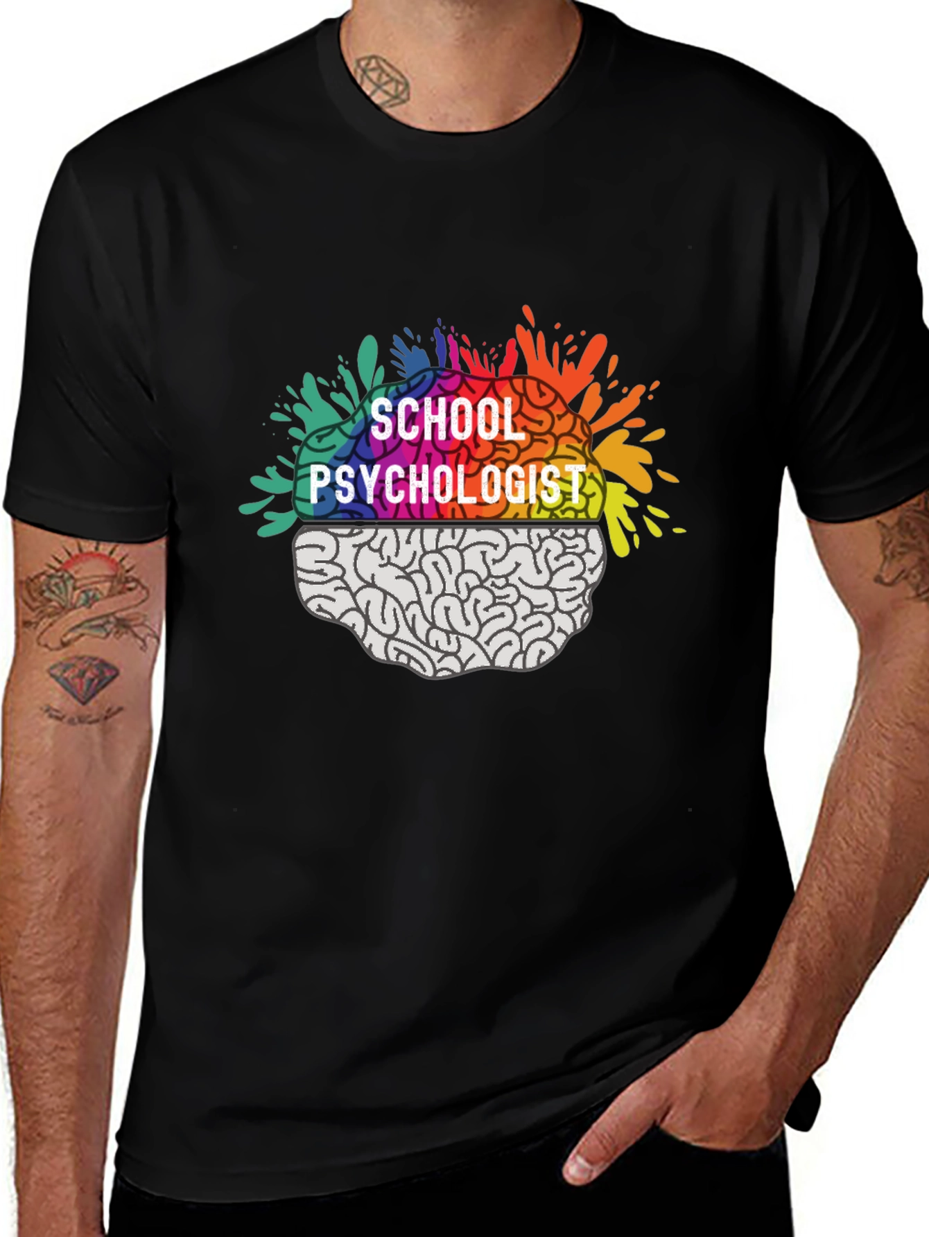 Variant 15 of School Psychologist Brain T-Shirt - Colorful Design