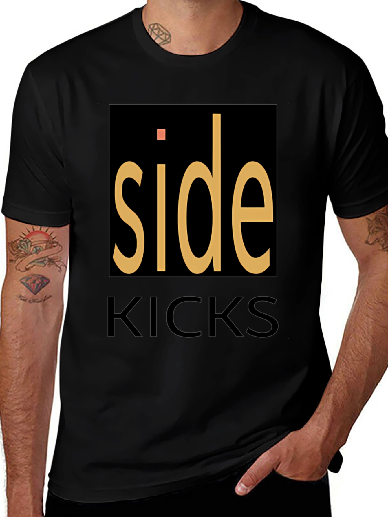 Variant 19 of Side Kicks Graphic Print Black T-Shirt