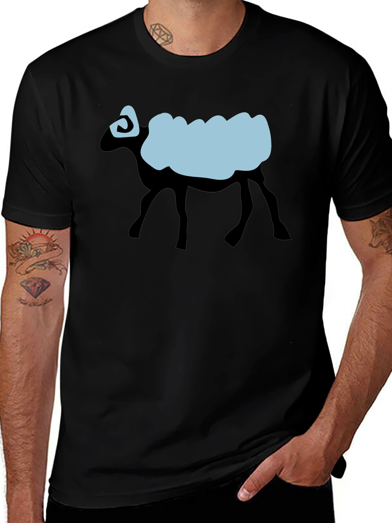 Variant 20 of Black T-Shirt with Sheep Design