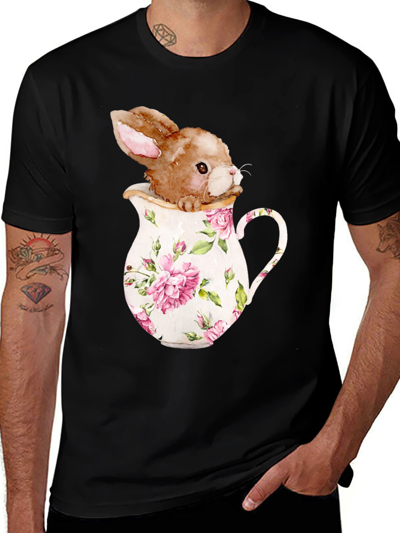 Variant 21 of Bunny in Teacup Floral T-Shirt