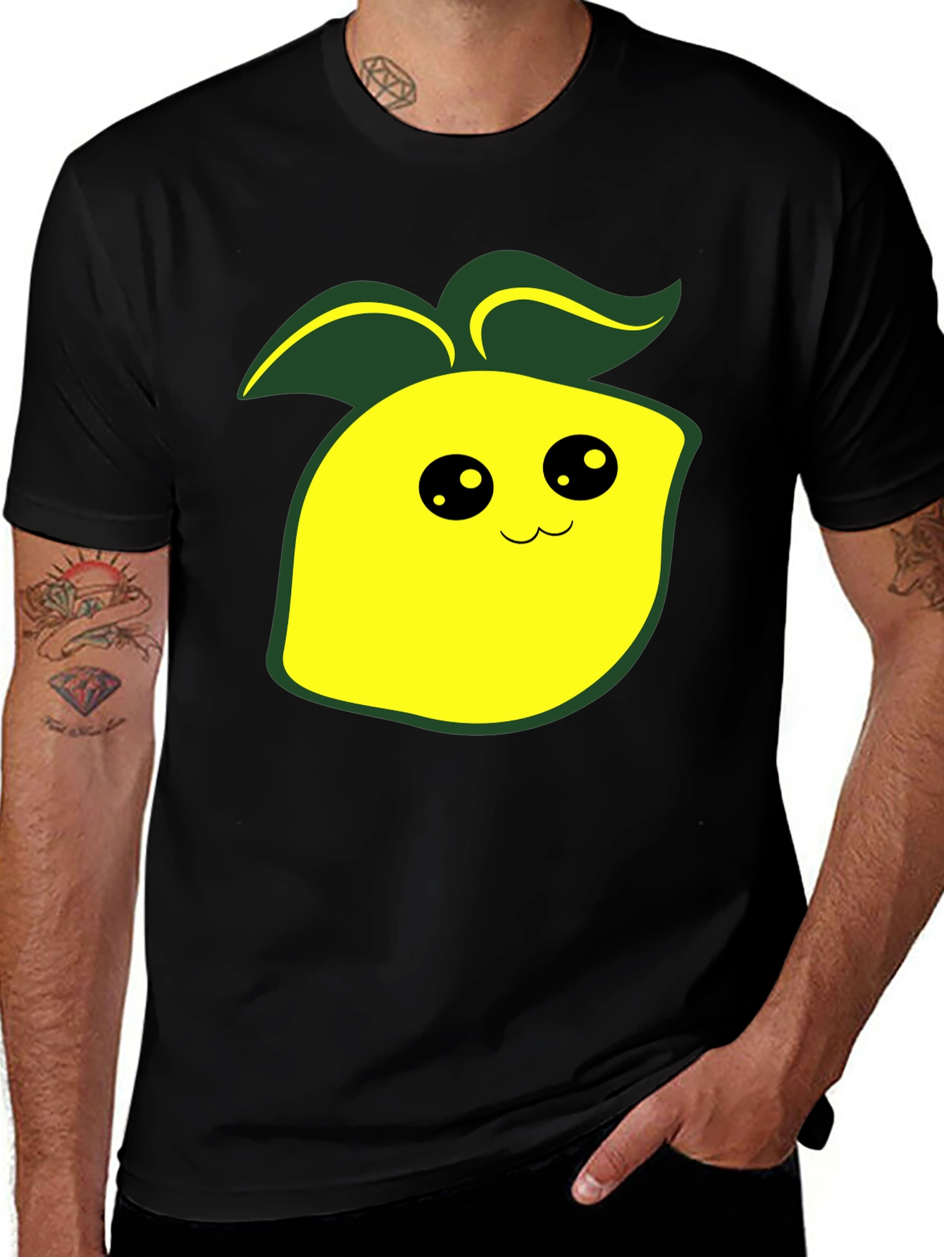 Variant 28 of Cute Lemon Graphic Black T-Shirt