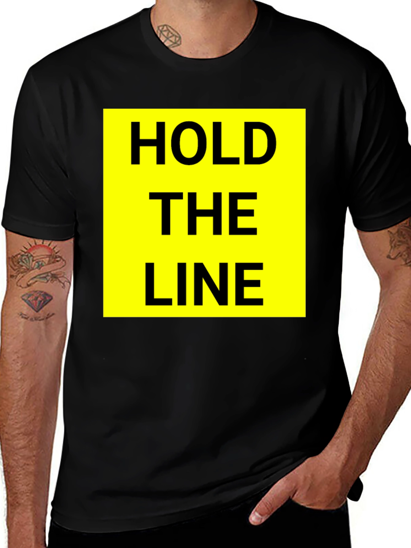 Variant 18 of Hold The Line Graphic Tee - Black Cotton T-Shirt