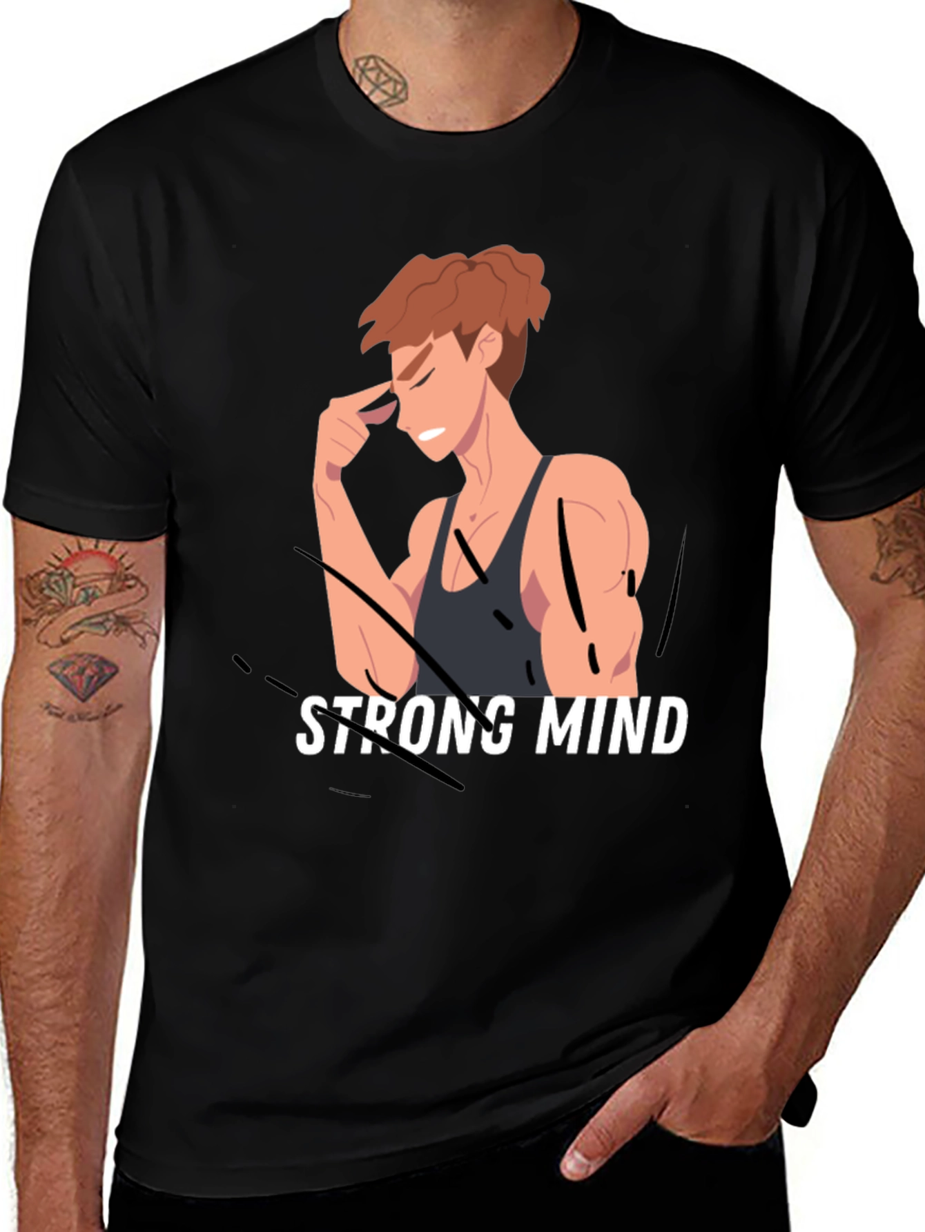 Variant 3 of Strong Mind Graphic Tee - Black Cotton T-Shirt