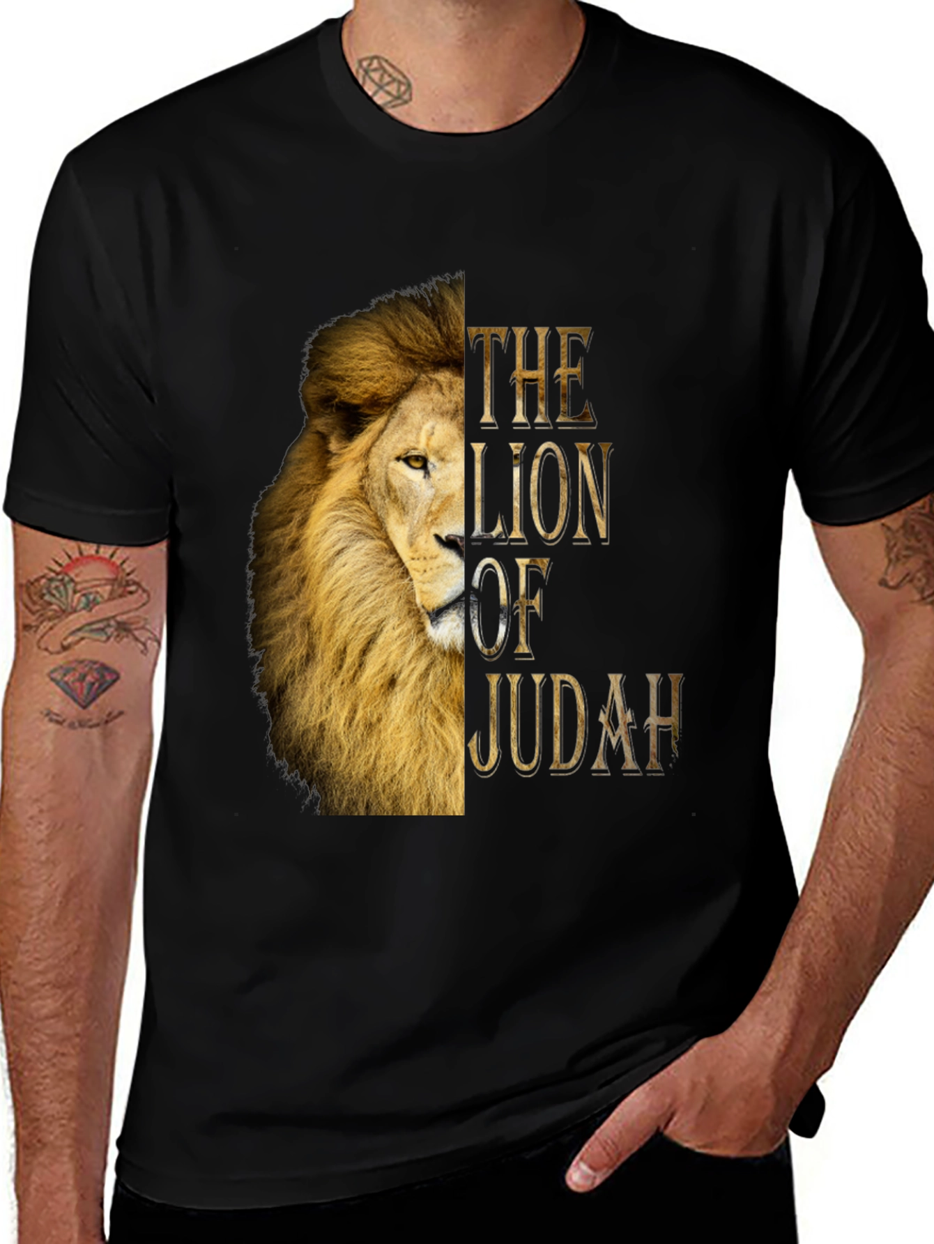 Variant 23 of Lion of Judah Graphic Print Black T-Shirt