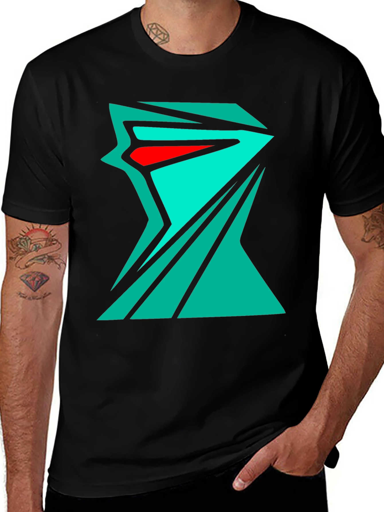 Variant 10 of Abstract Geometric Tee - Edgy Streetwear Style