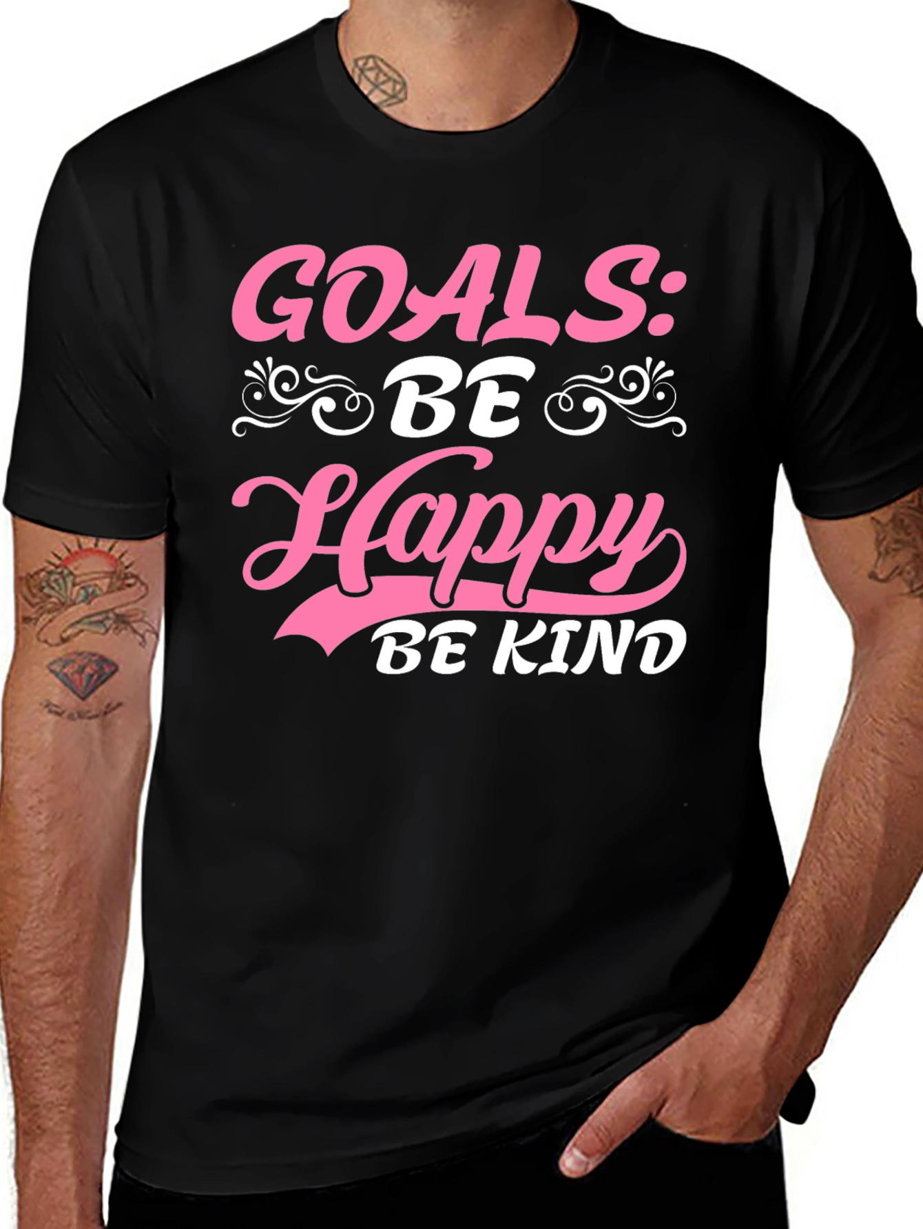 Variant 4 of Goals: Be Happy Be Kind Graphic Tee - Positive Message T-Shirt