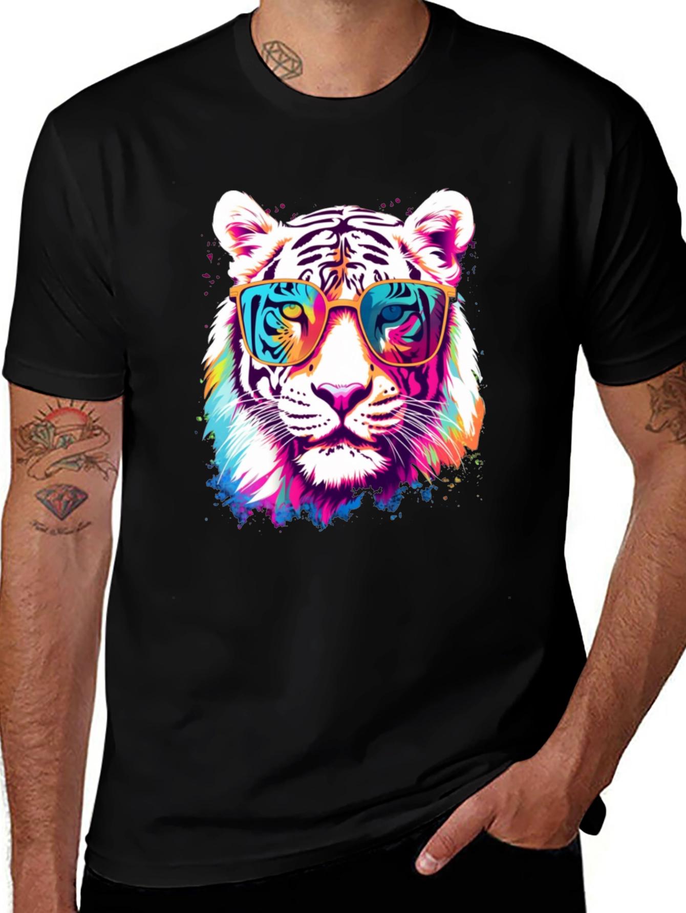 Variant 30 of Cool Tiger Graphic Tee - Black