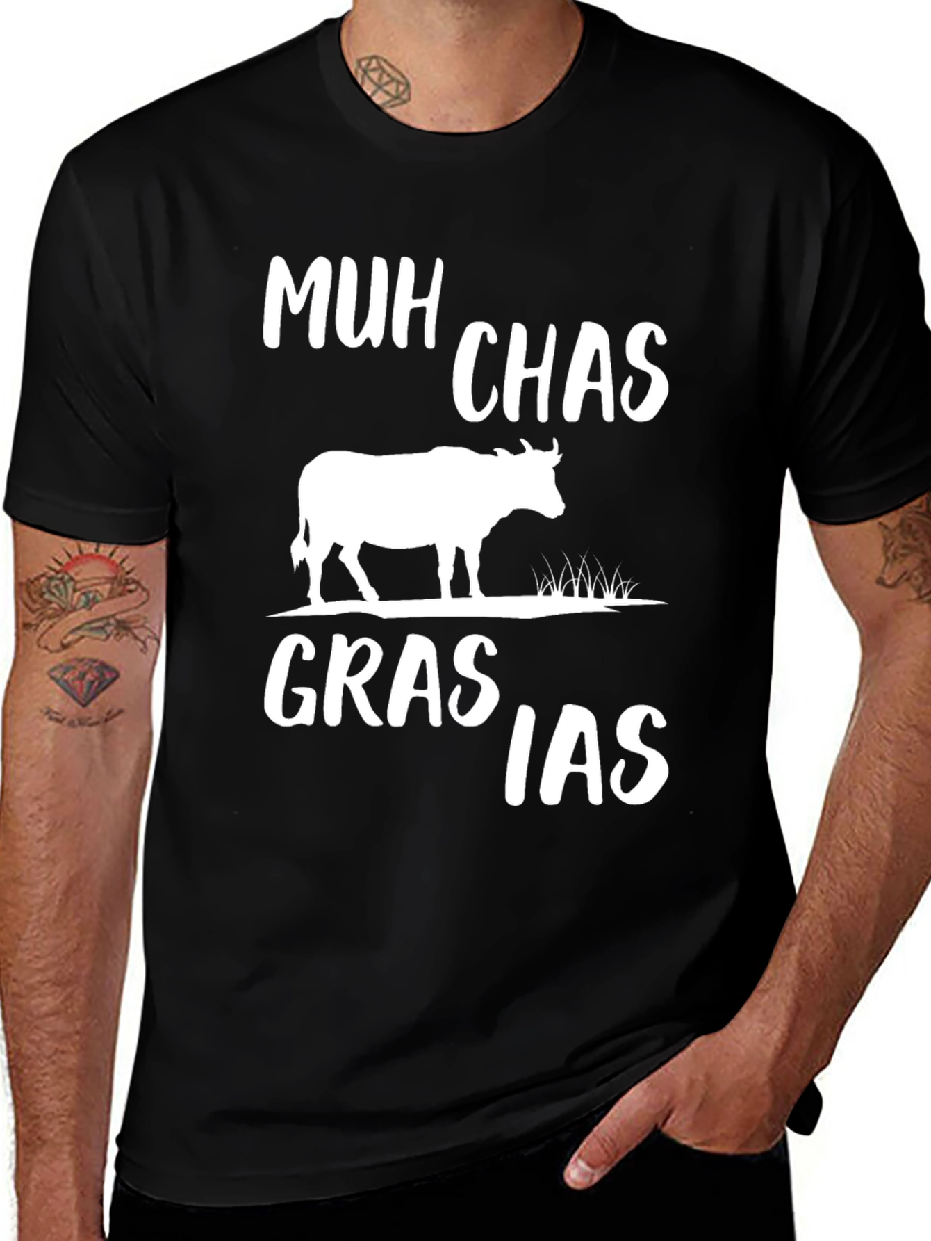 Variant 22 of Muh Chas Grasias T-Shirt - Funny Cow Graphic Tee