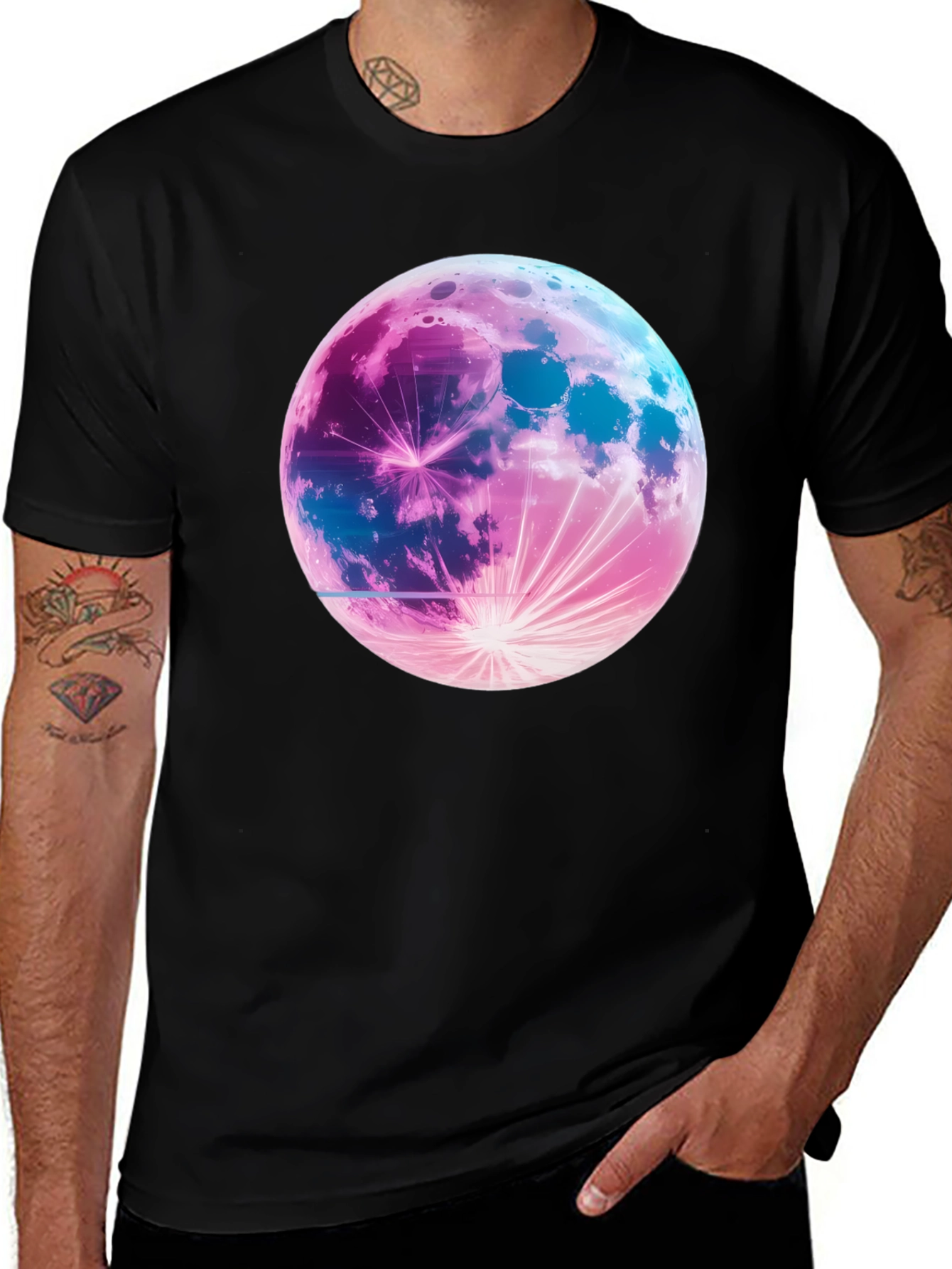 Variant 28 of Cosmic Moon Graphic T-Shirt - Black