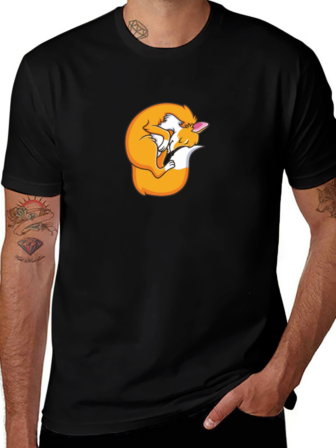 Variant 11 of Sleeping Fox Graphic T-Shirt - Black, Unisex