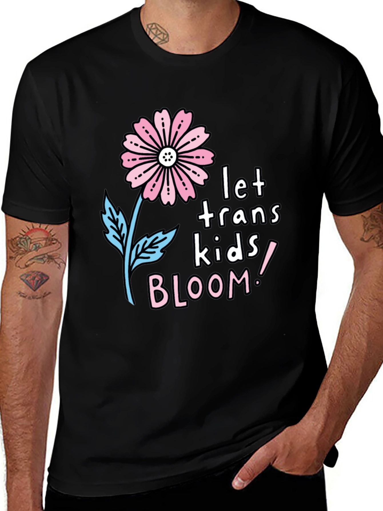 Variant 3 of Let Trans Kids Bloom Graphic Tee - Black