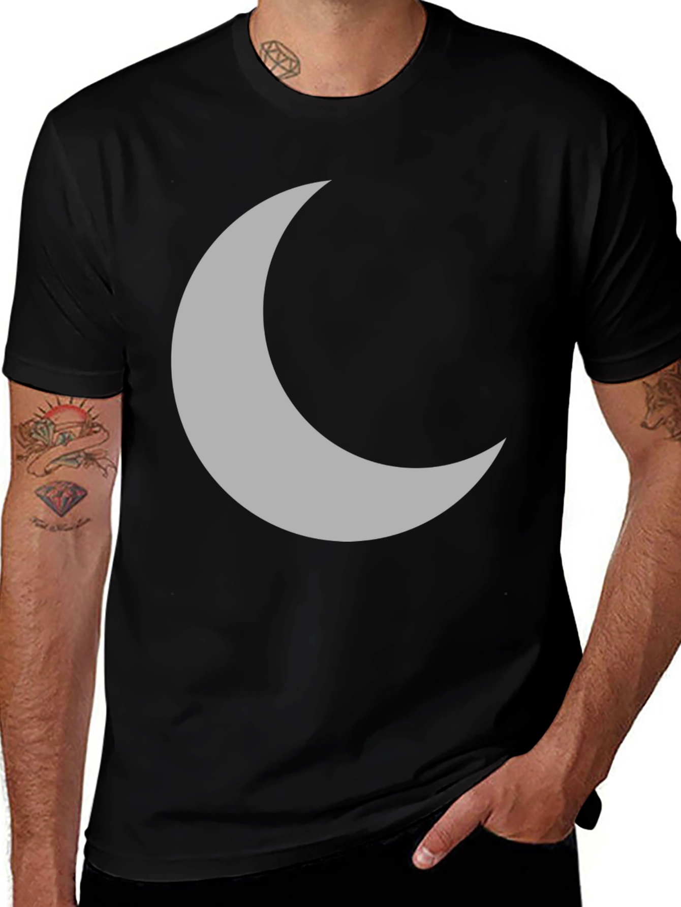 Variant 21 of Crescent Moon Graphic Tee - Black Cotton T-Shirt