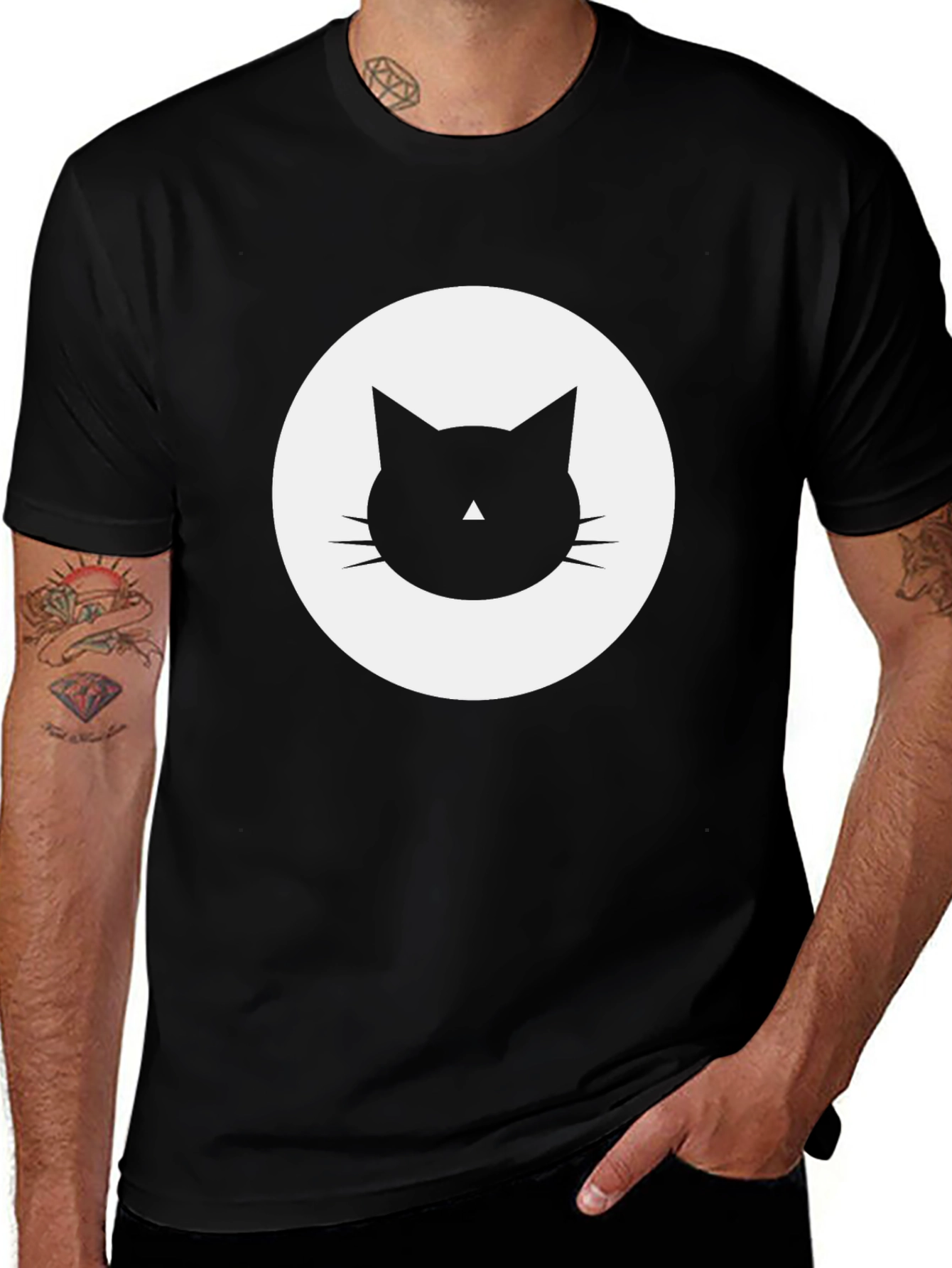 Variant 2 of Cool Cat Graphic Tee - Black