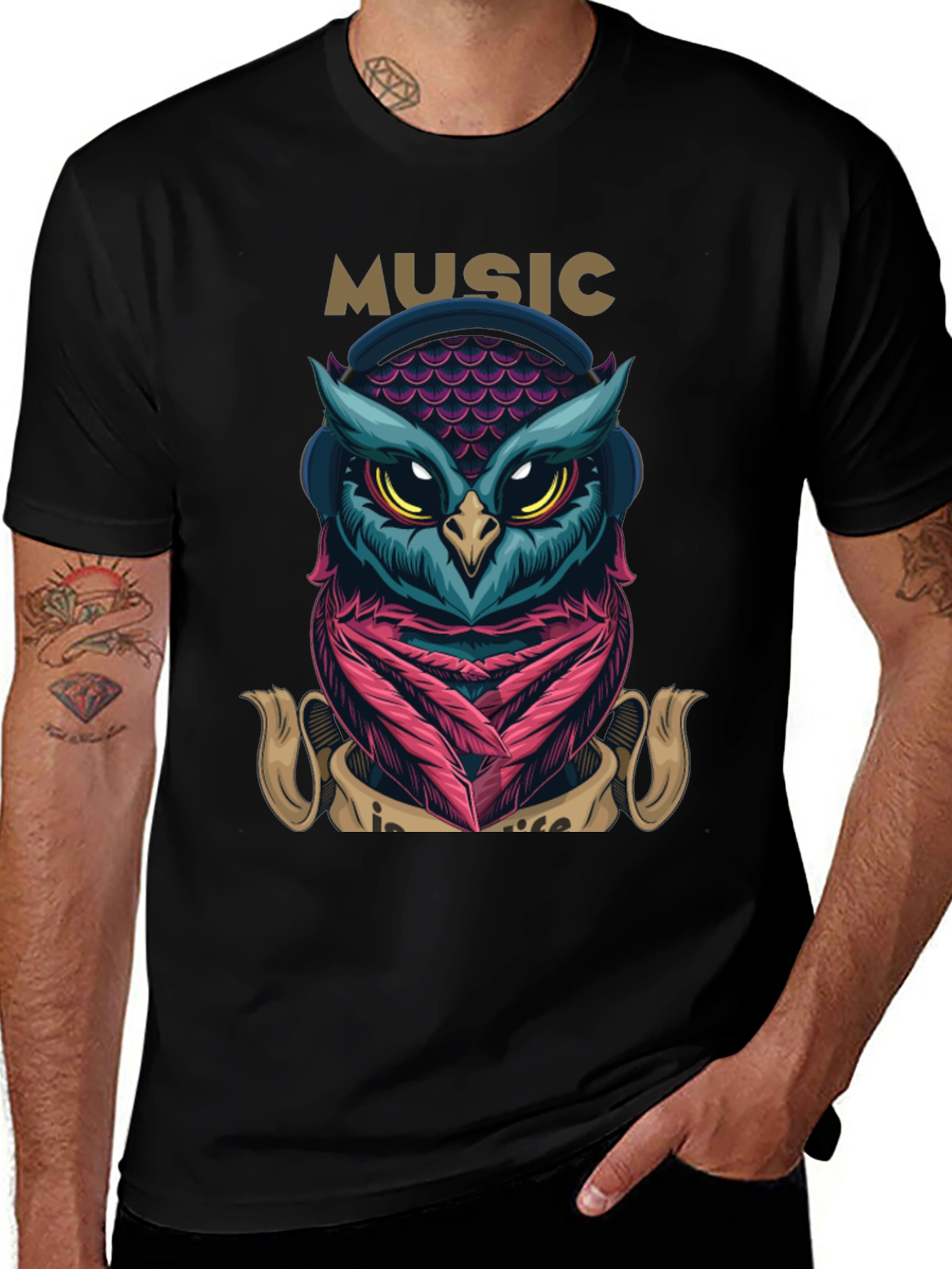 Variant 21 of Owl Music Lover T-Shirt - Unique Graphic Tee