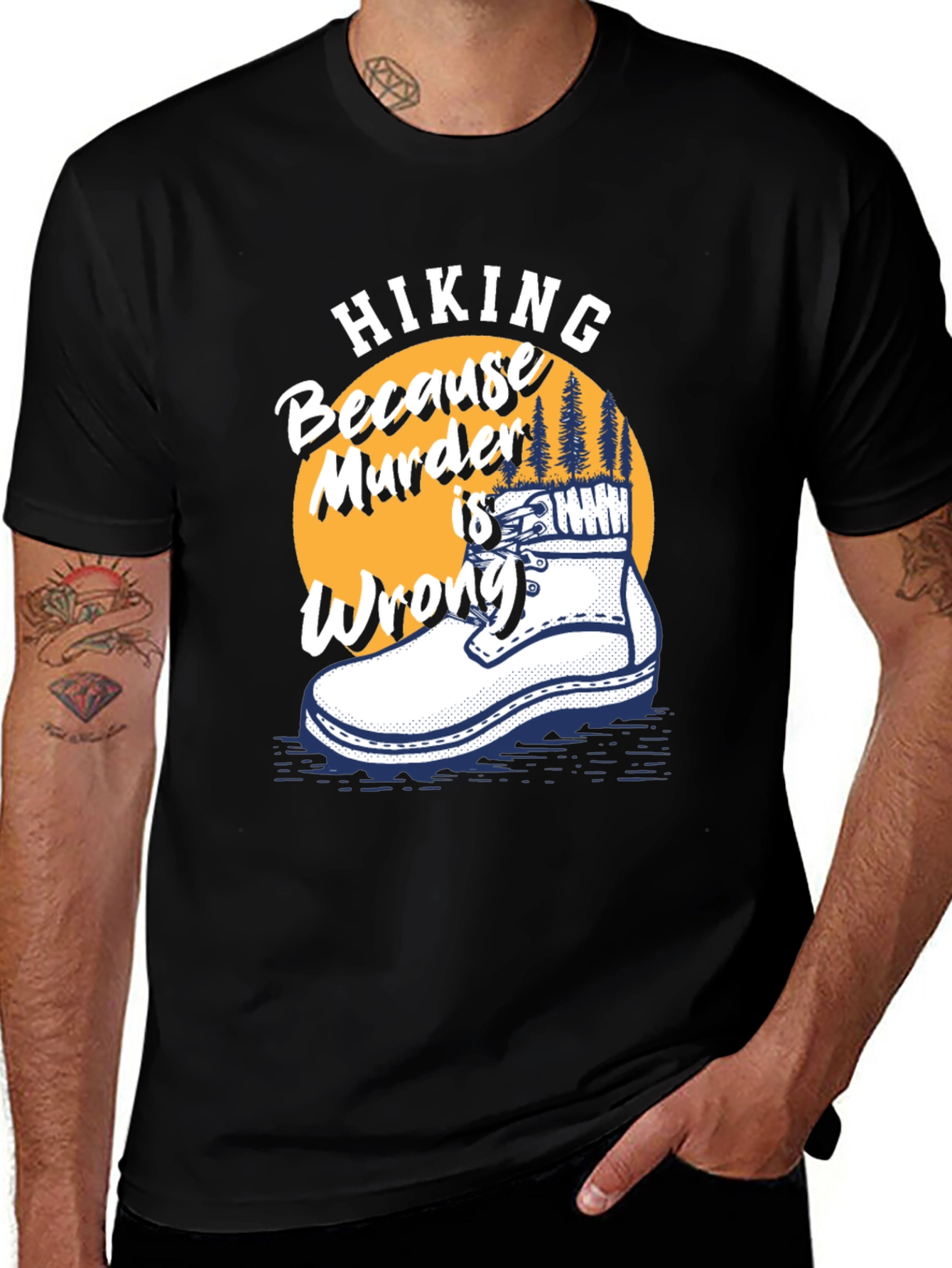 Variant 26 of Hiking Because Murder Is Wrong Graphic Tee