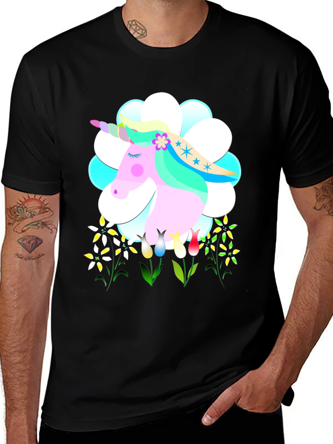 Variant 20 of Unicorn Graphic Black T-Shirt