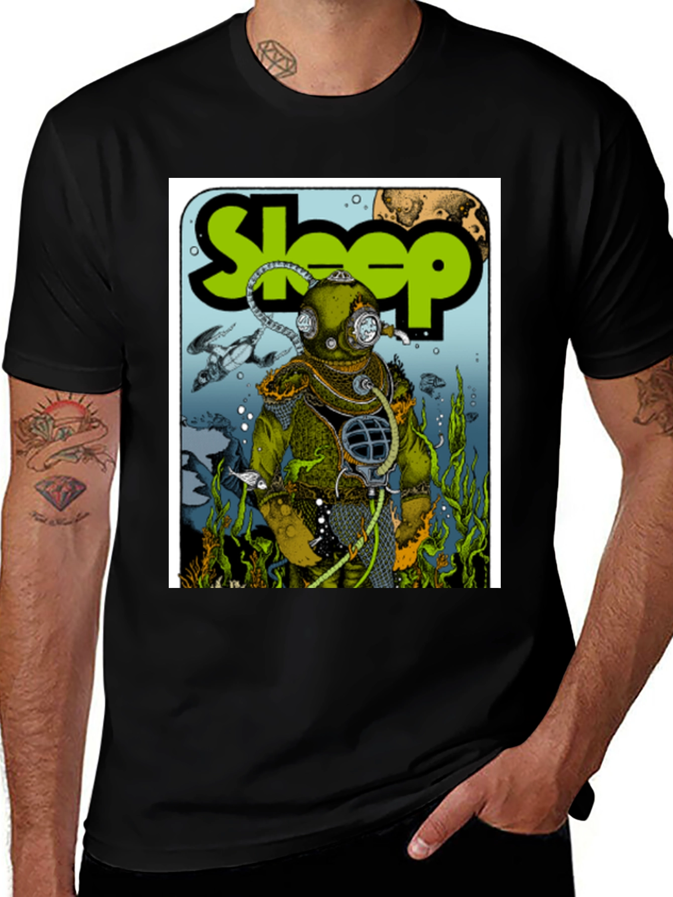 Variant 8 of Sleep Band Diver T-Shirt - Black Graphic Tee