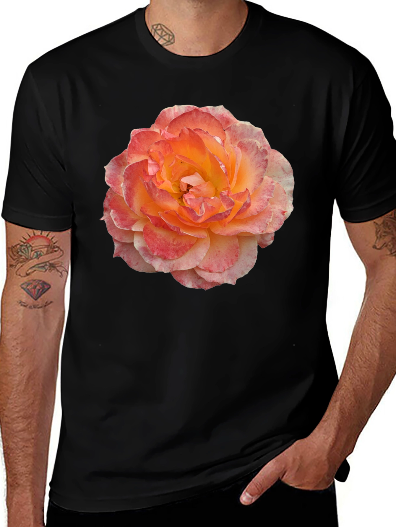 Variant 10 of Floral Print Black T-Shirt