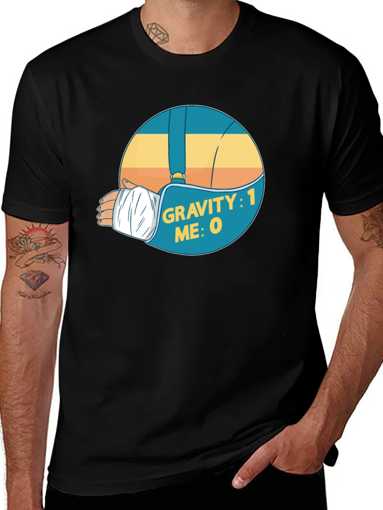 Variant 18 of Gravity: 1 Me: 0 Funny Broken Arm T-Shirt