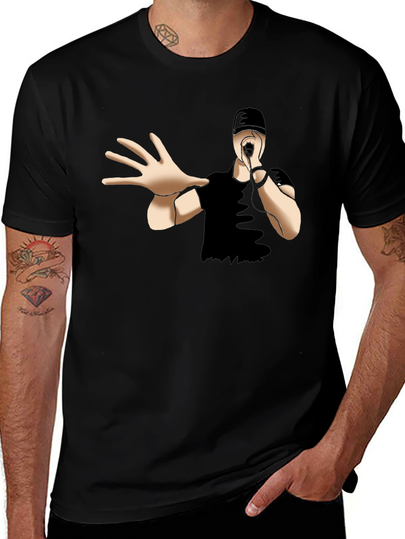 Variant 10 of Rapper Graphic Tee - Black Cotton T-Shirt