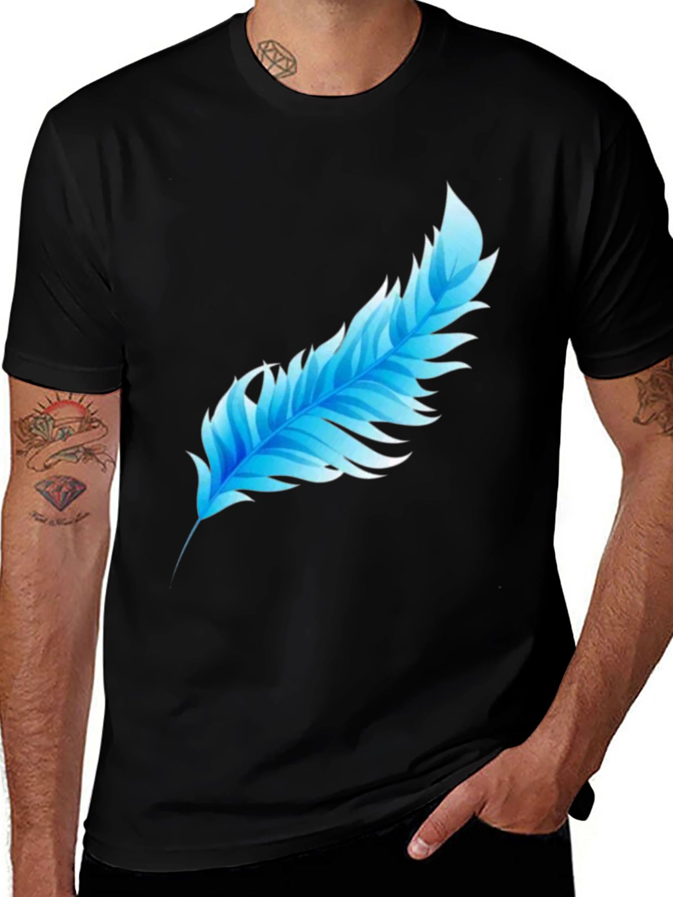 Variant 15 of Feather Graphic Black T-Shirt