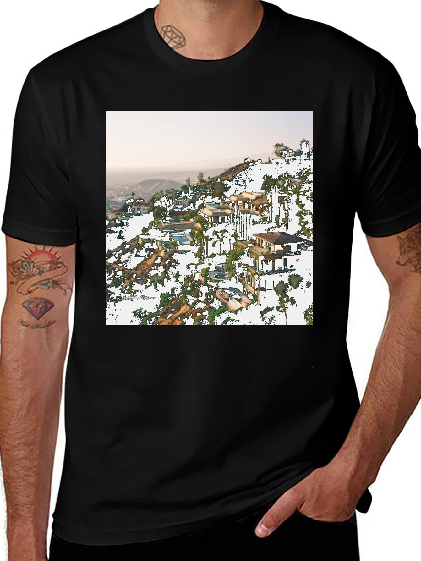 Variant 29 of Hillside Homes Black Graphic T-Shirt