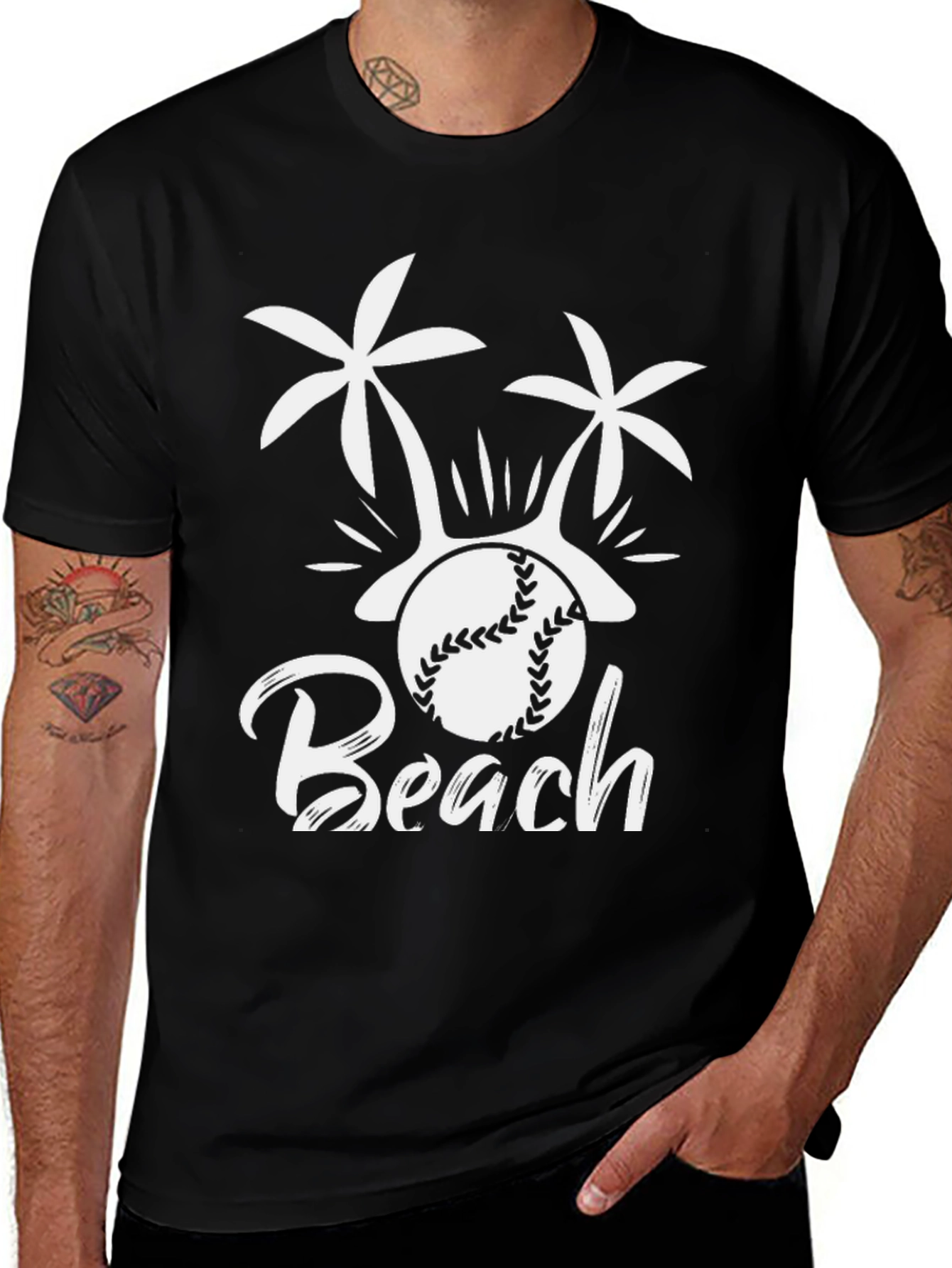 Variant 16 of Beach Baseball Graphic Tee - Black
