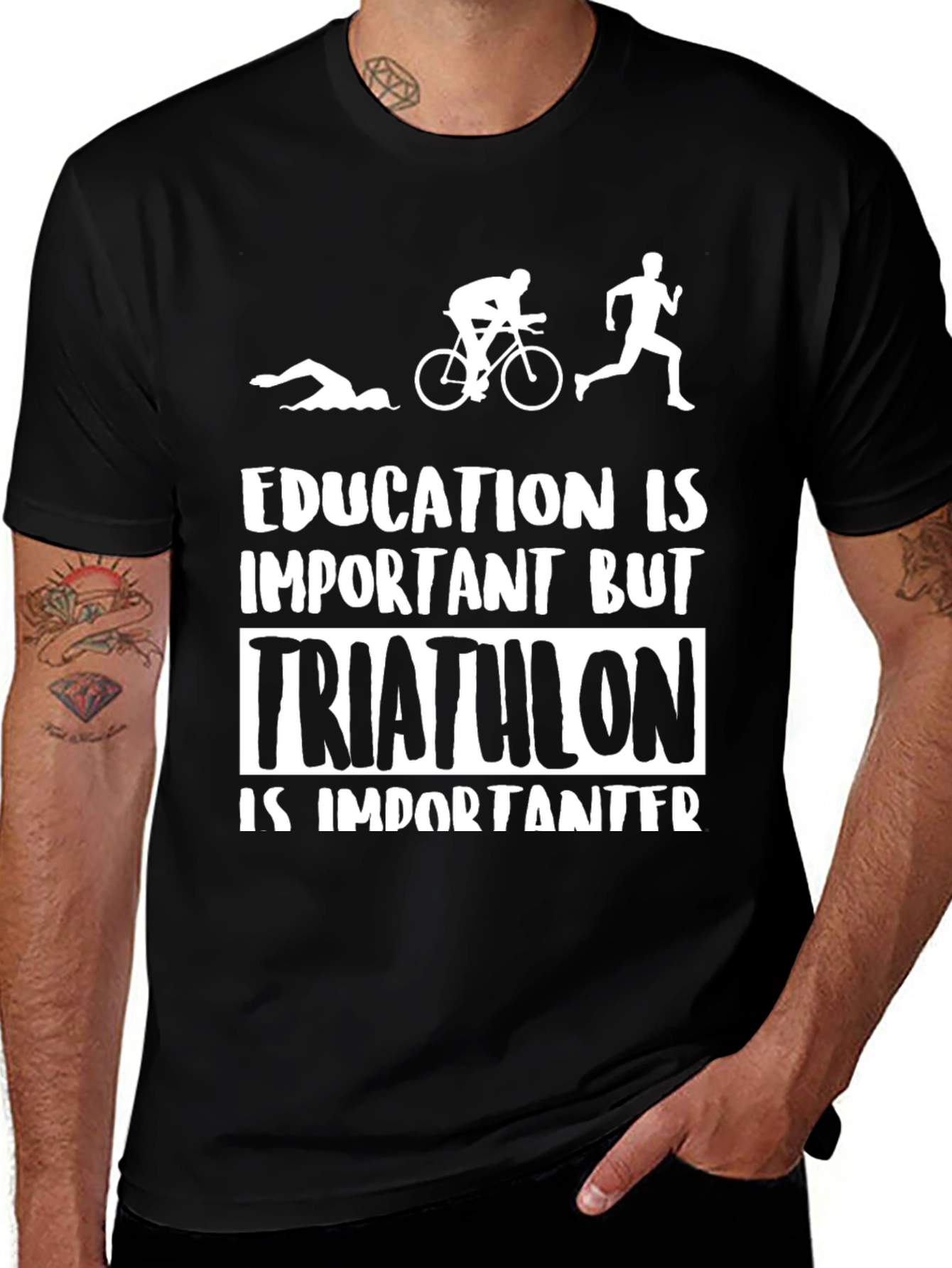 Variant 17 of Triathlon Important T-Shirt: Swim, Bike, Run Graphic Tee