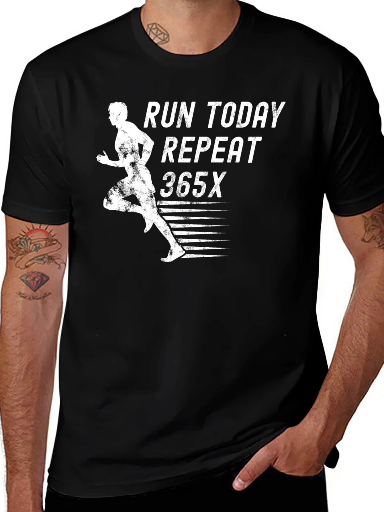 Variant 15 of Run Today Repeat 365x Black Graphic Tee
