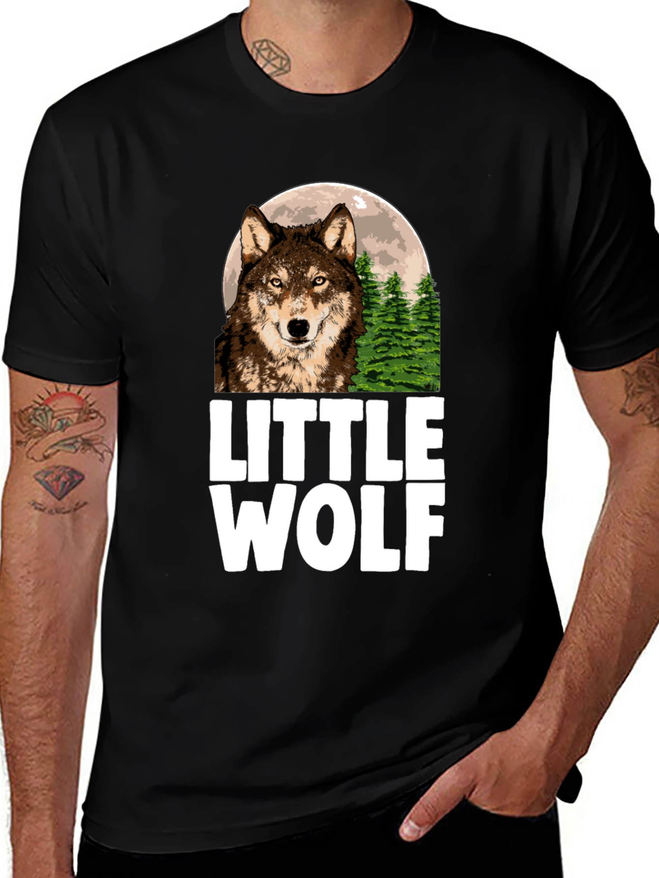 Variant 5 of Little Wolf Graphic T-Shirt - Black