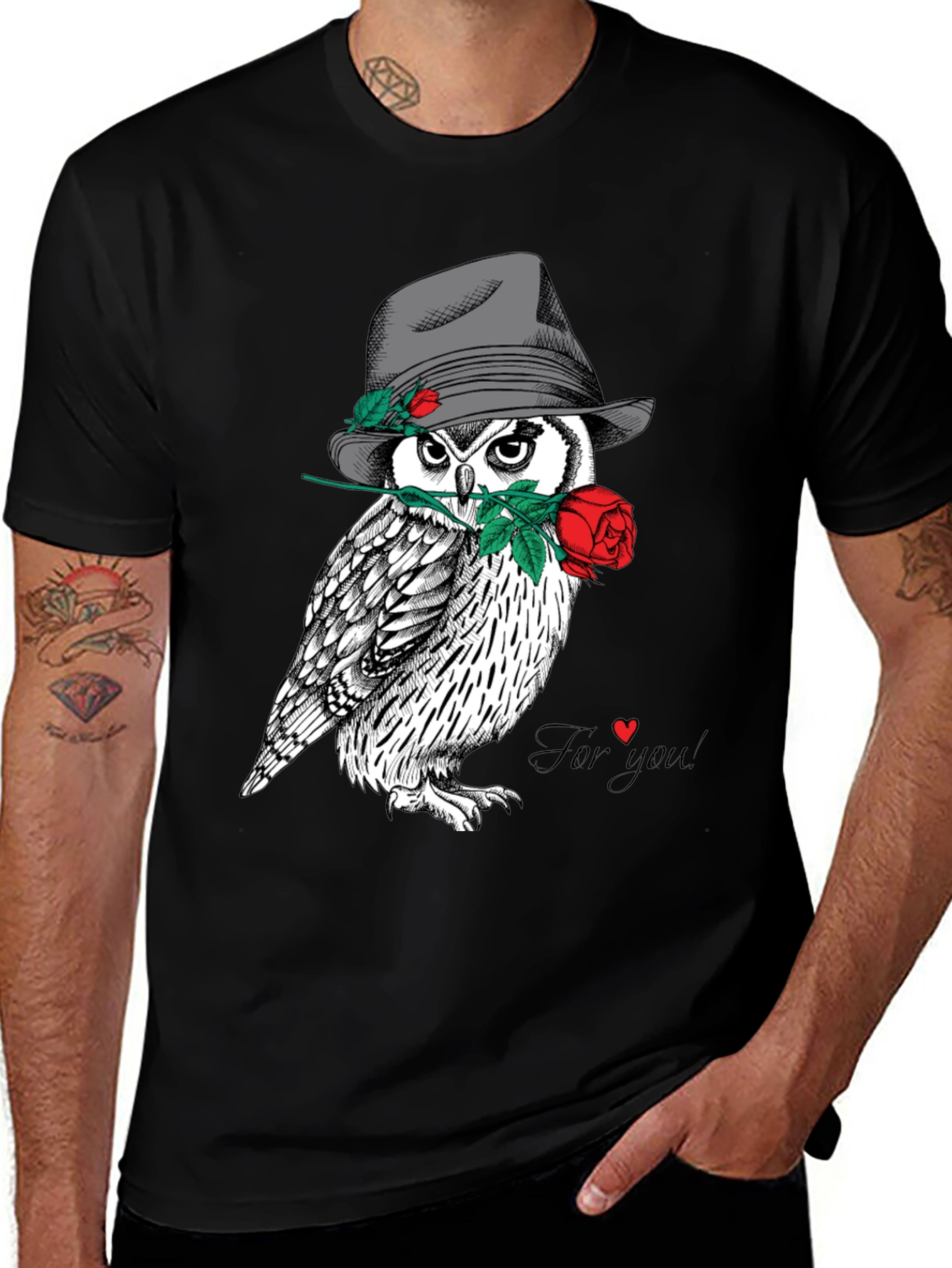 Variant 26 of Owl with Rose T-Shirt