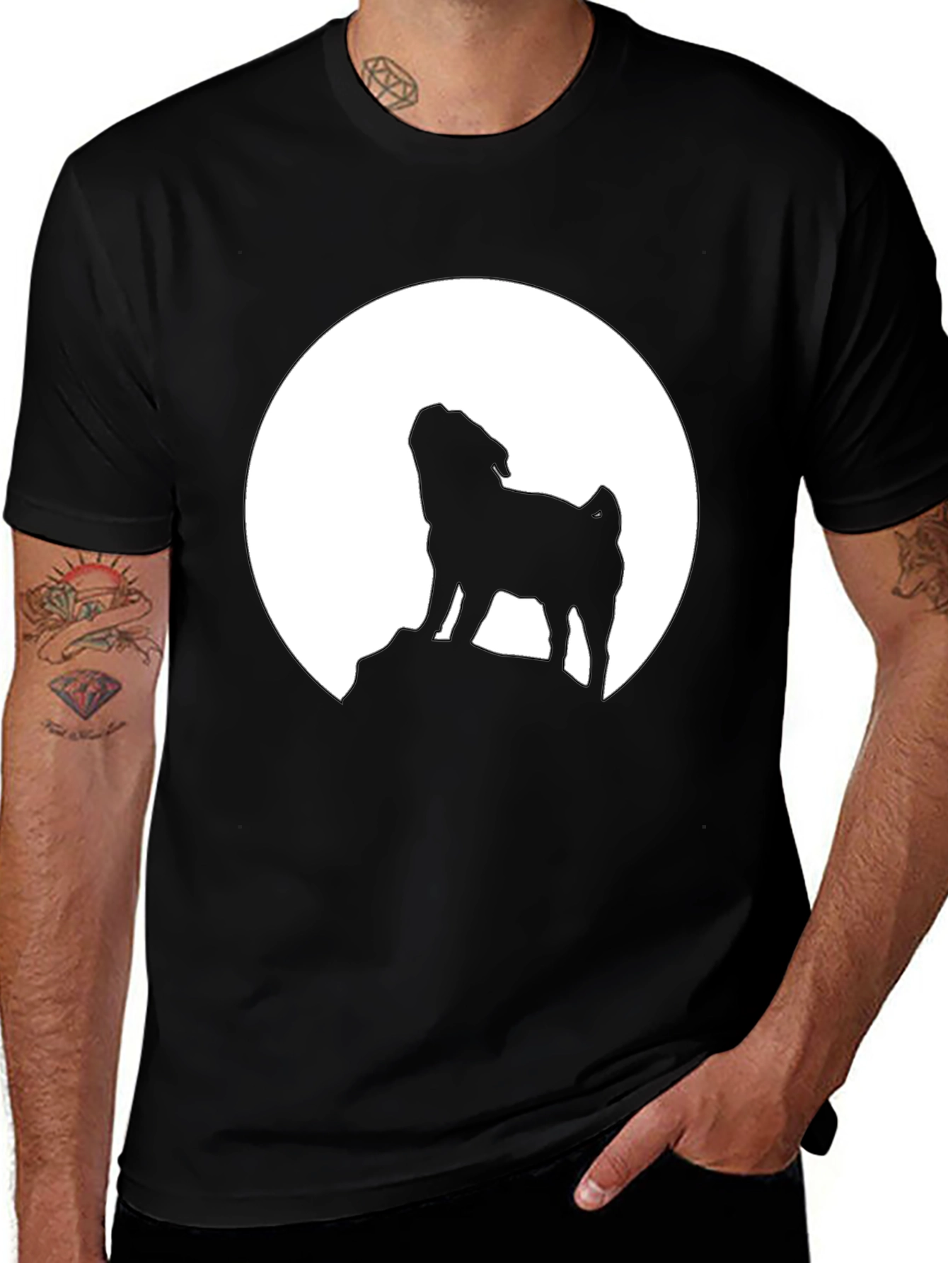 Variant 19 of Pug Howling at Moon Graphic Tee