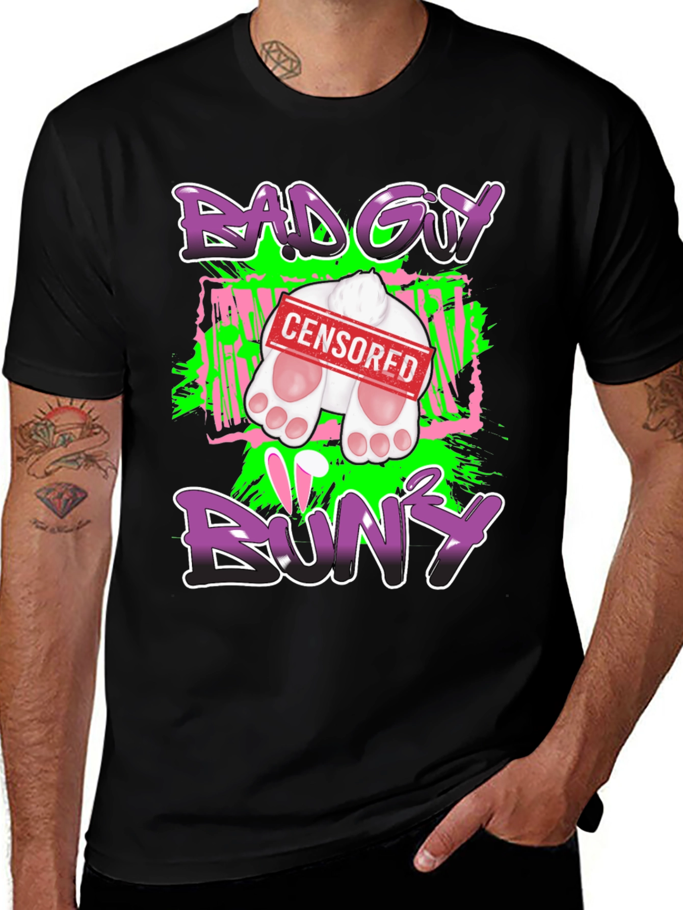 Bad Guy Bunny Censored Graphic T-Shirt