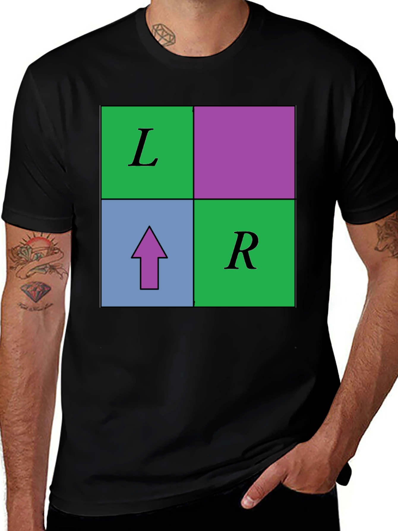 Variant 30 of Directional Graphic T-Shirt: Left, Right, Up