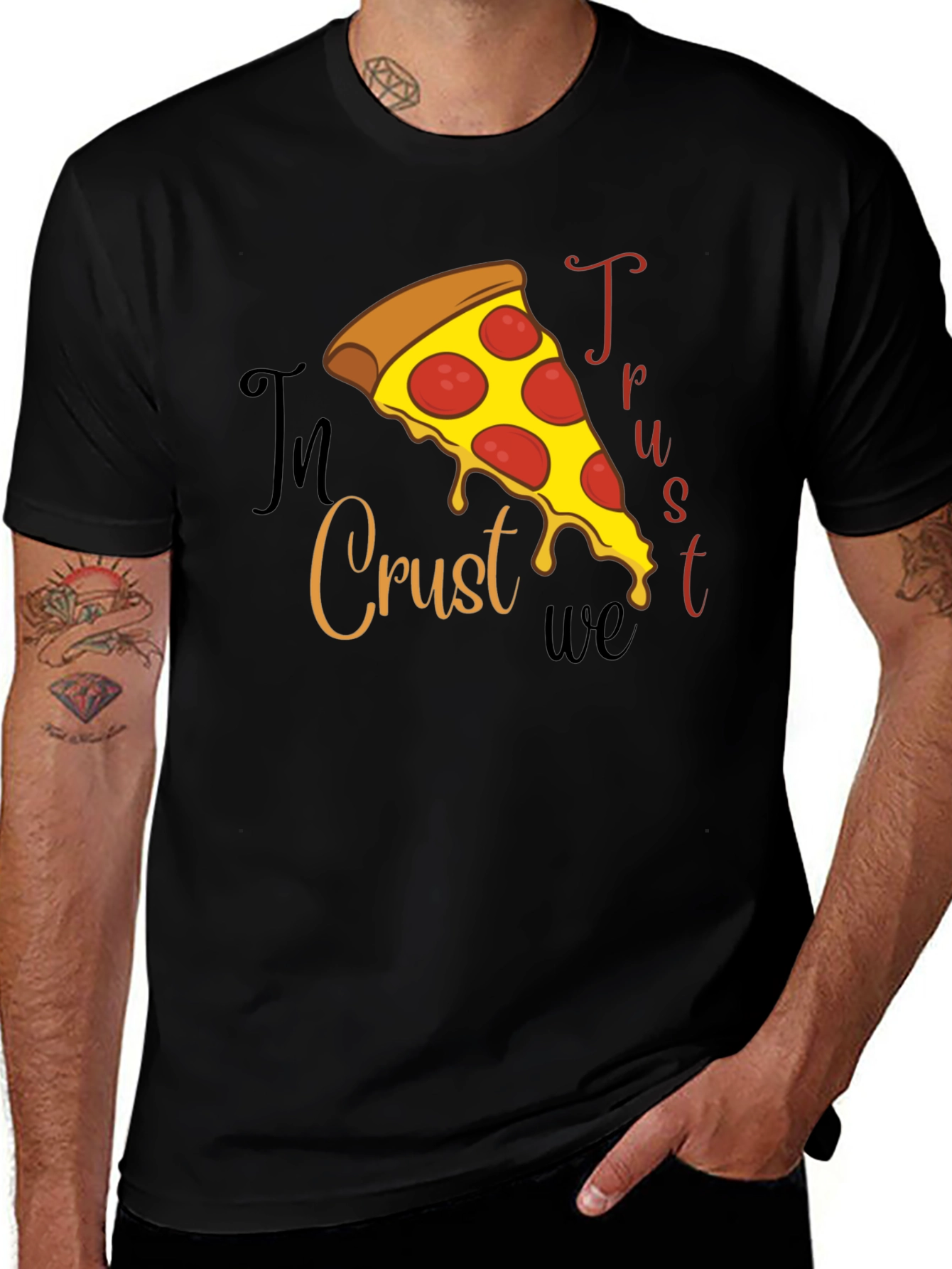 Variant 9 of In Crust We Trust Pizza Graphic Tee