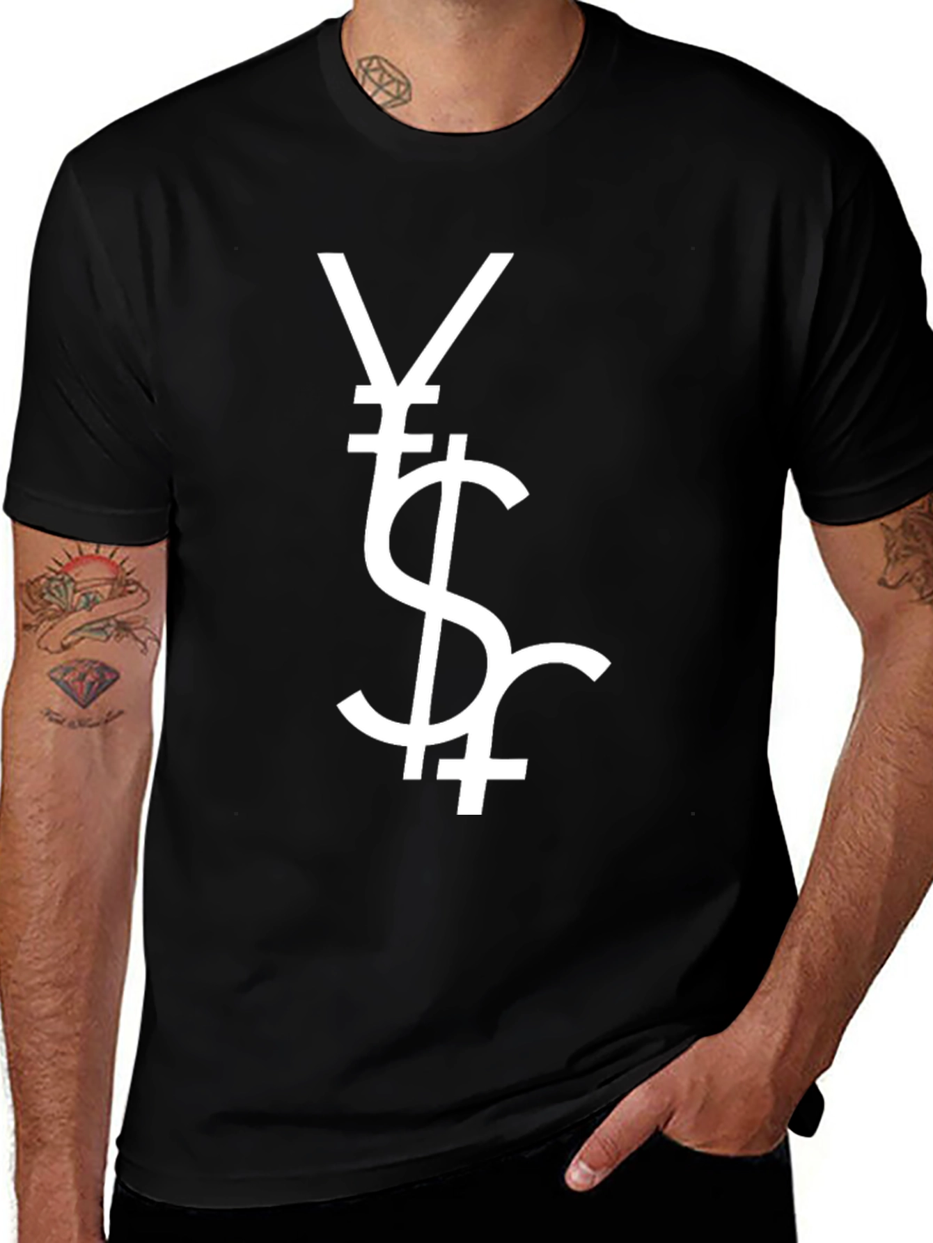 Variant 14 of Currency Symbol Graphic Tee - Black