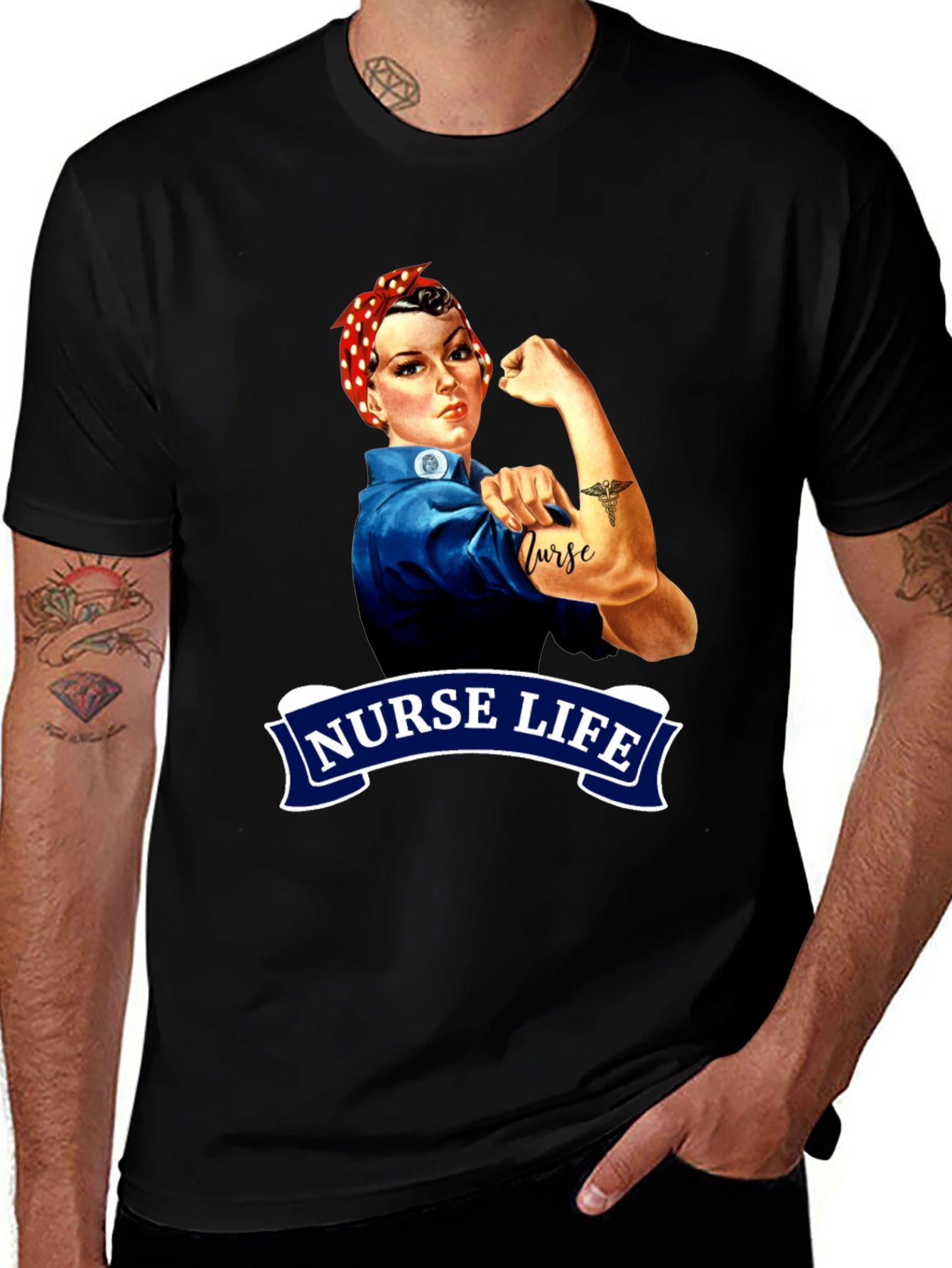 Variant 24 of Nurse Life Rosie the Riveter Graphic Tee