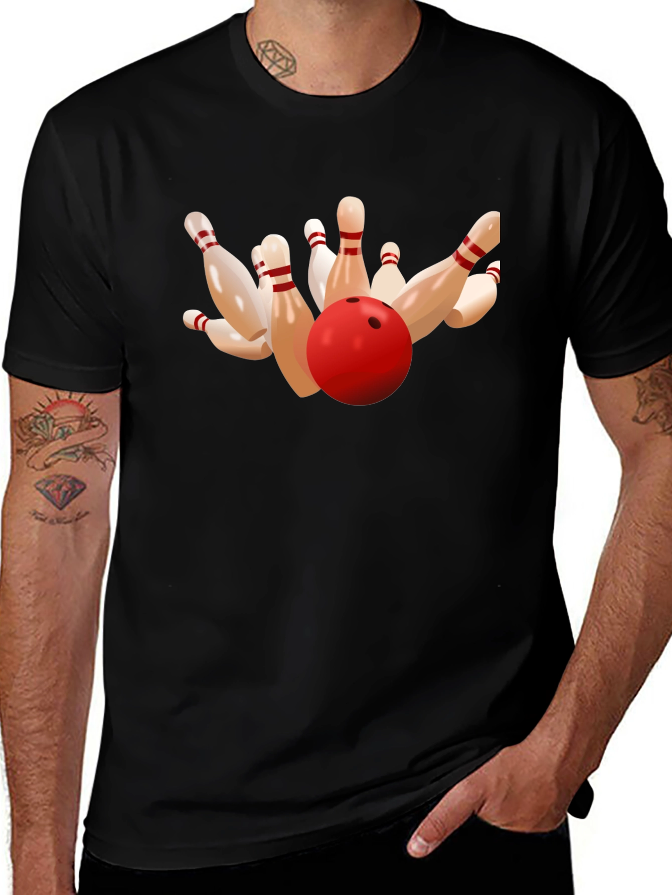 Variant 18 of Bowling Strike Graphic Tee - Black