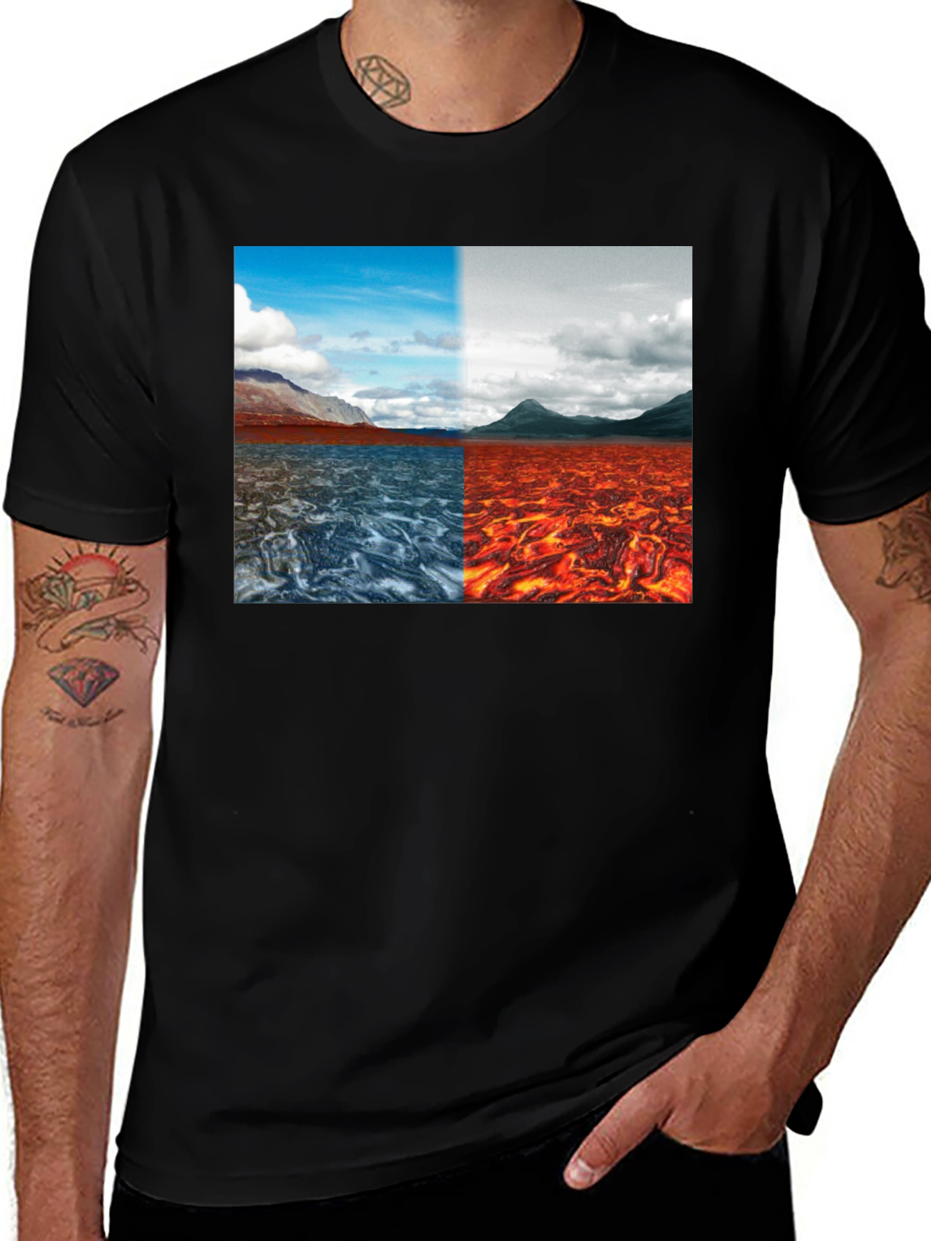 Elemental T-Shirt: Fire and Ice Graphic Tee