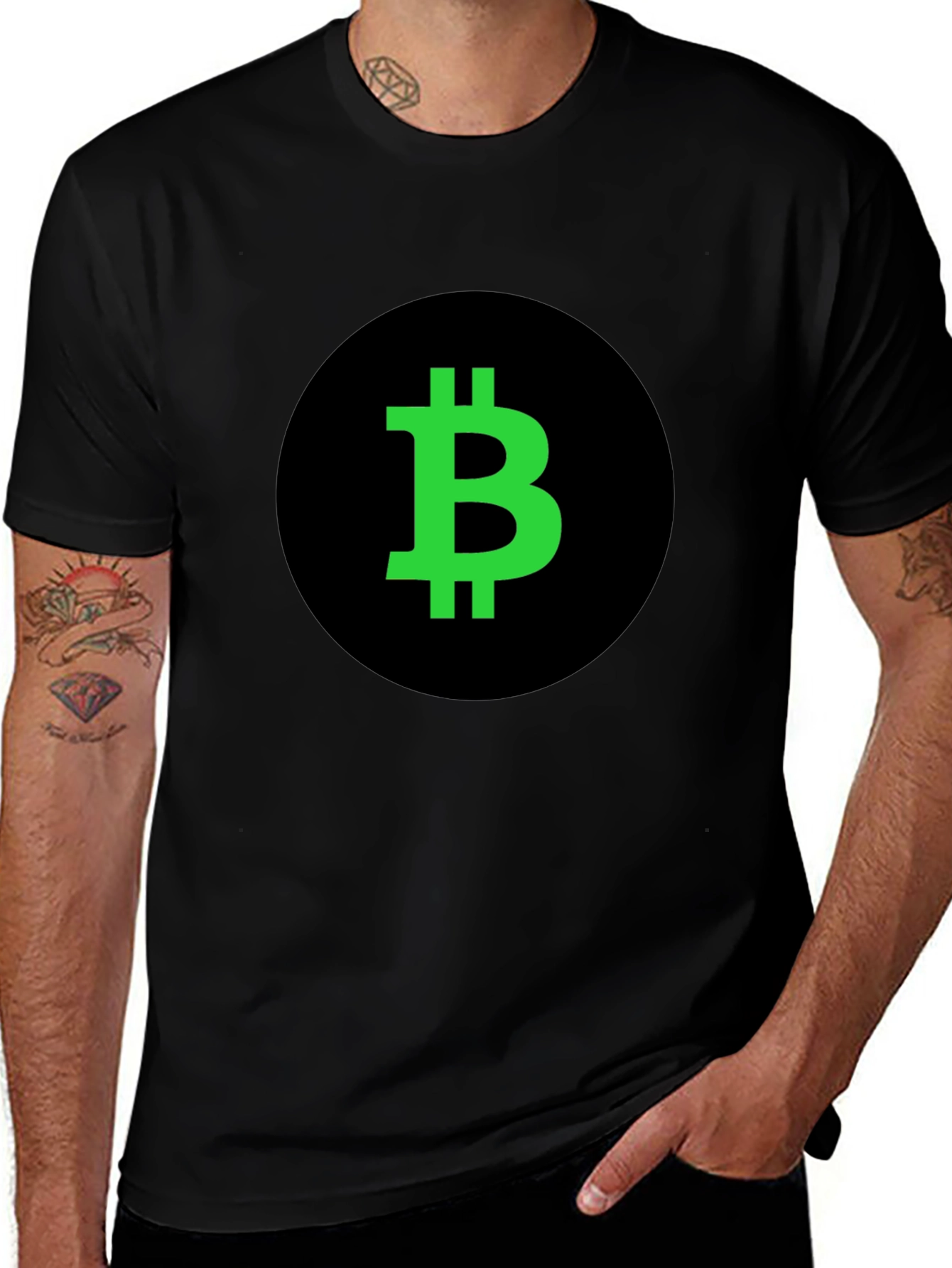 Variant 9 of Bitcoin Crypto T-Shirt - Black with Green Logo